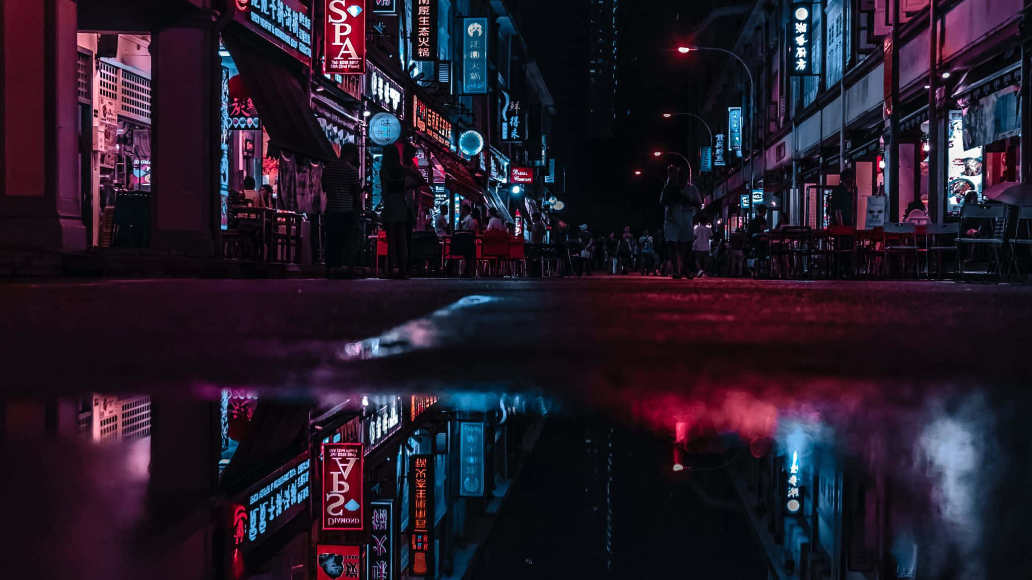 Neon Şehir arka planı Duvar Kağıdı