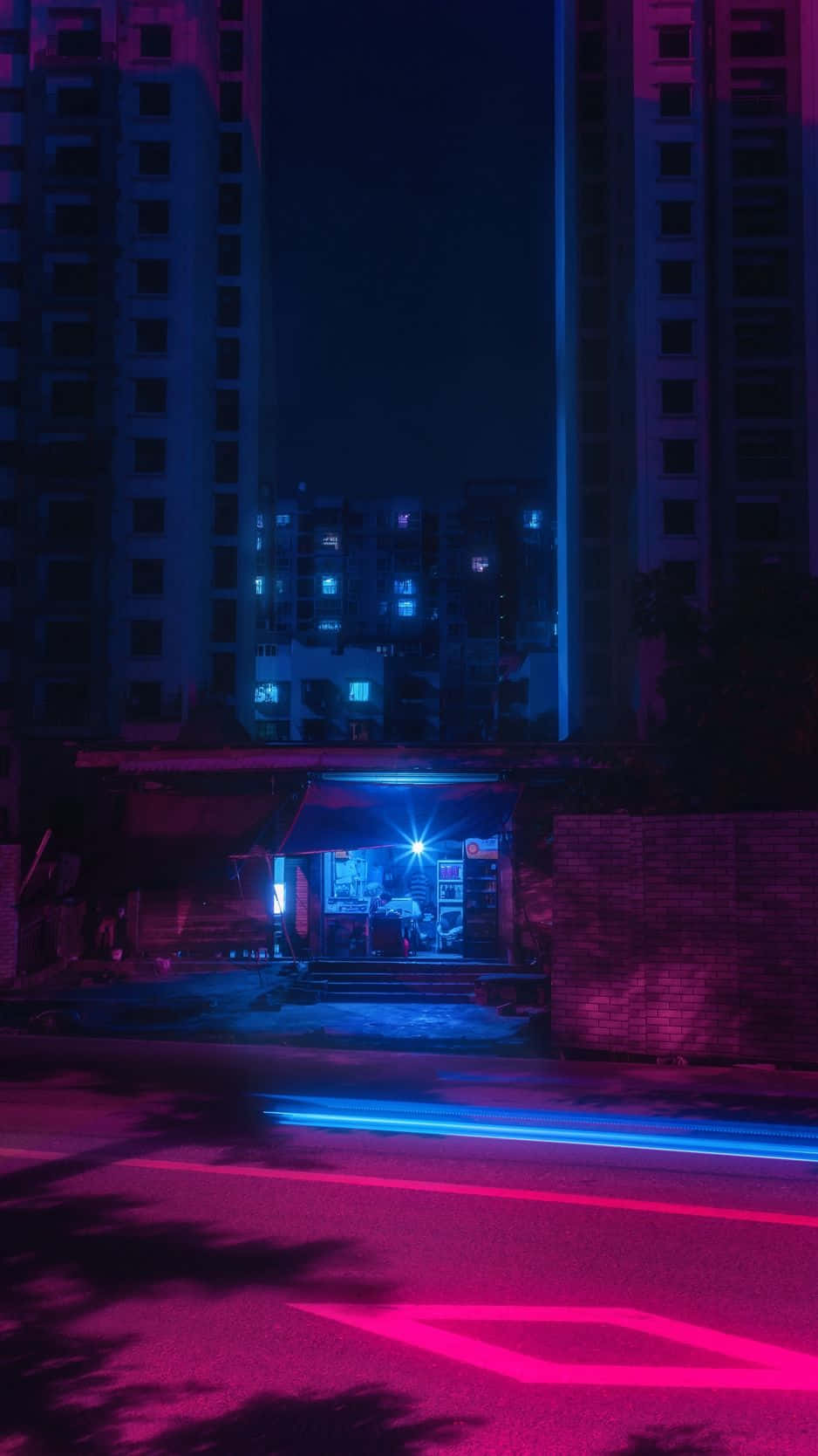 Neon Şehir arka planı Duvar Kağıdı