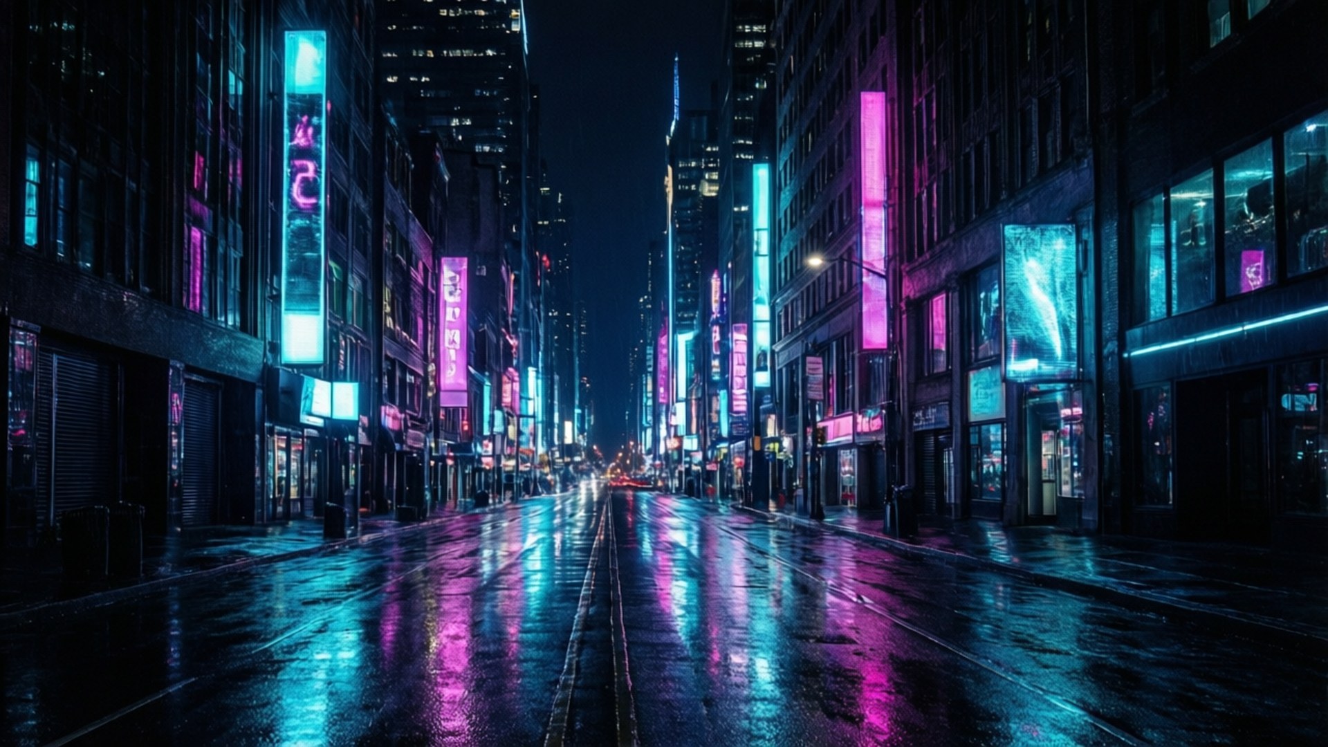 Neon Şehir Manzarası OLED Duvar Kağıdı