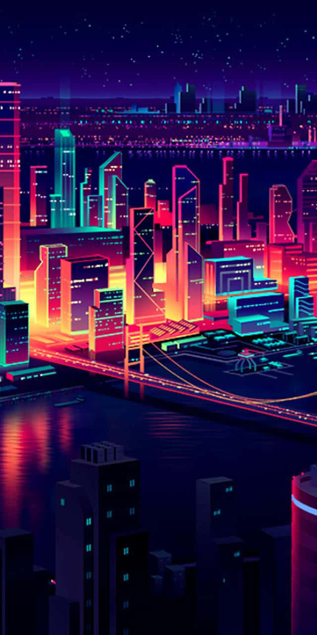 Neon Şehrin göz kamaştırıcı ışıklarını keşfedin Duvar Kağıdı