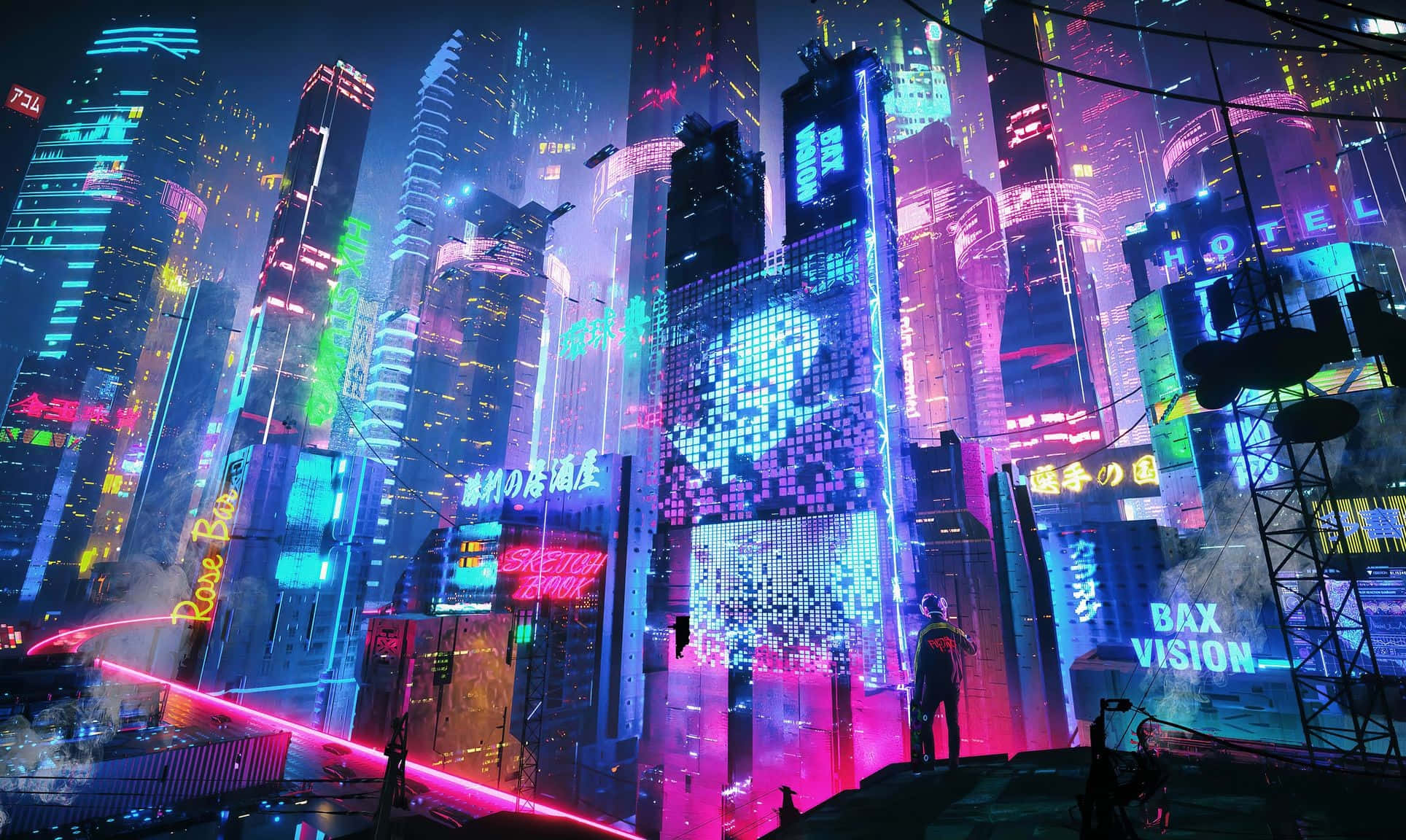 Neon Şehrin Rüya Gibi Dünyasına Adım Atın Duvar Kağıdı