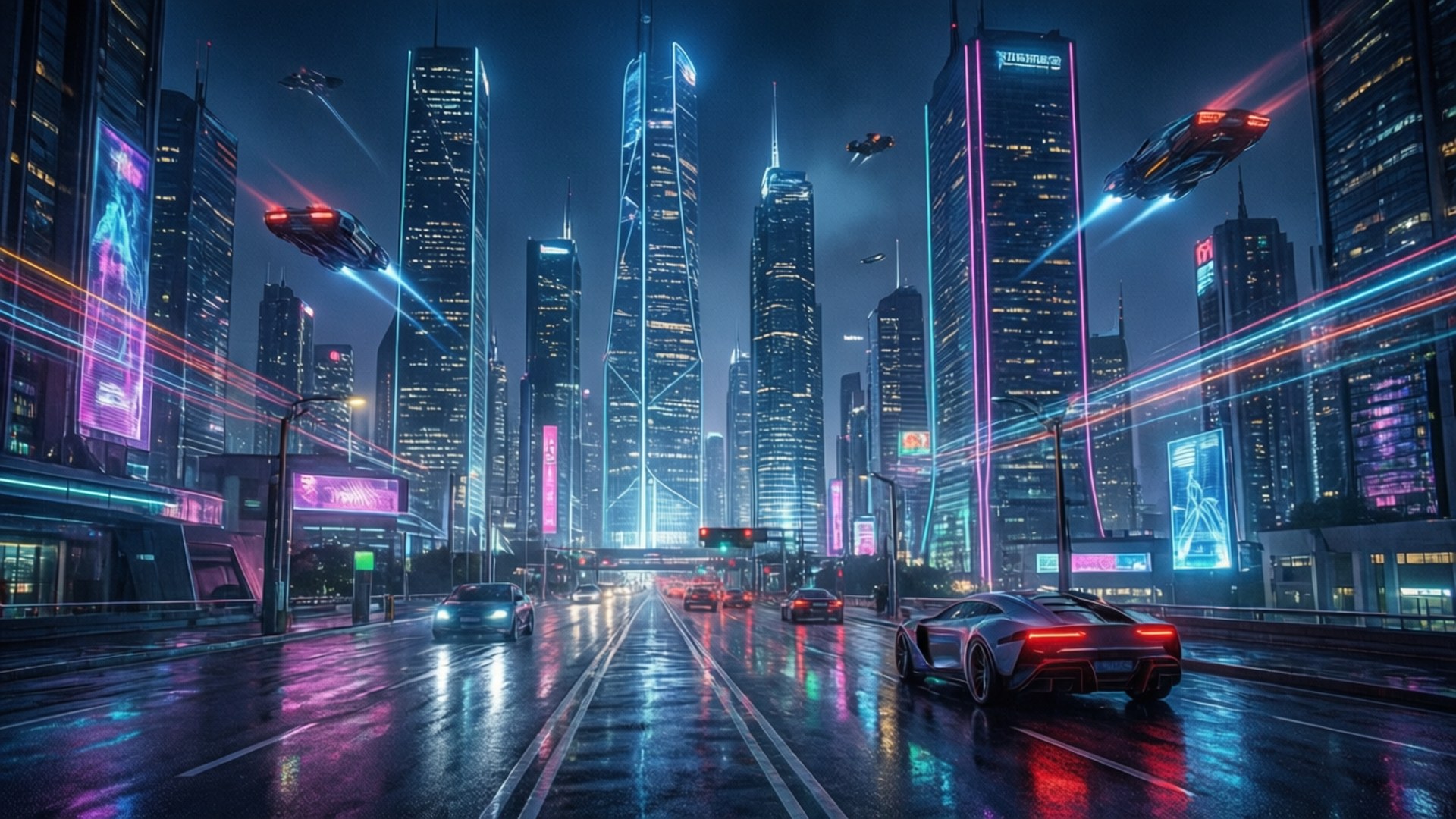 Neon Siberpunk Şehri Duvar Kağıdı