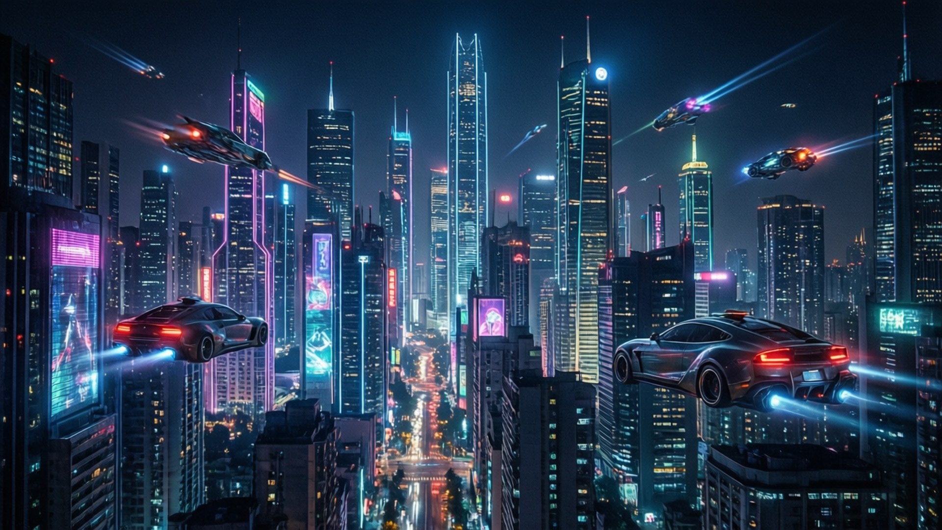 Neon Siberpunk Şehri Duvar Kağıdı