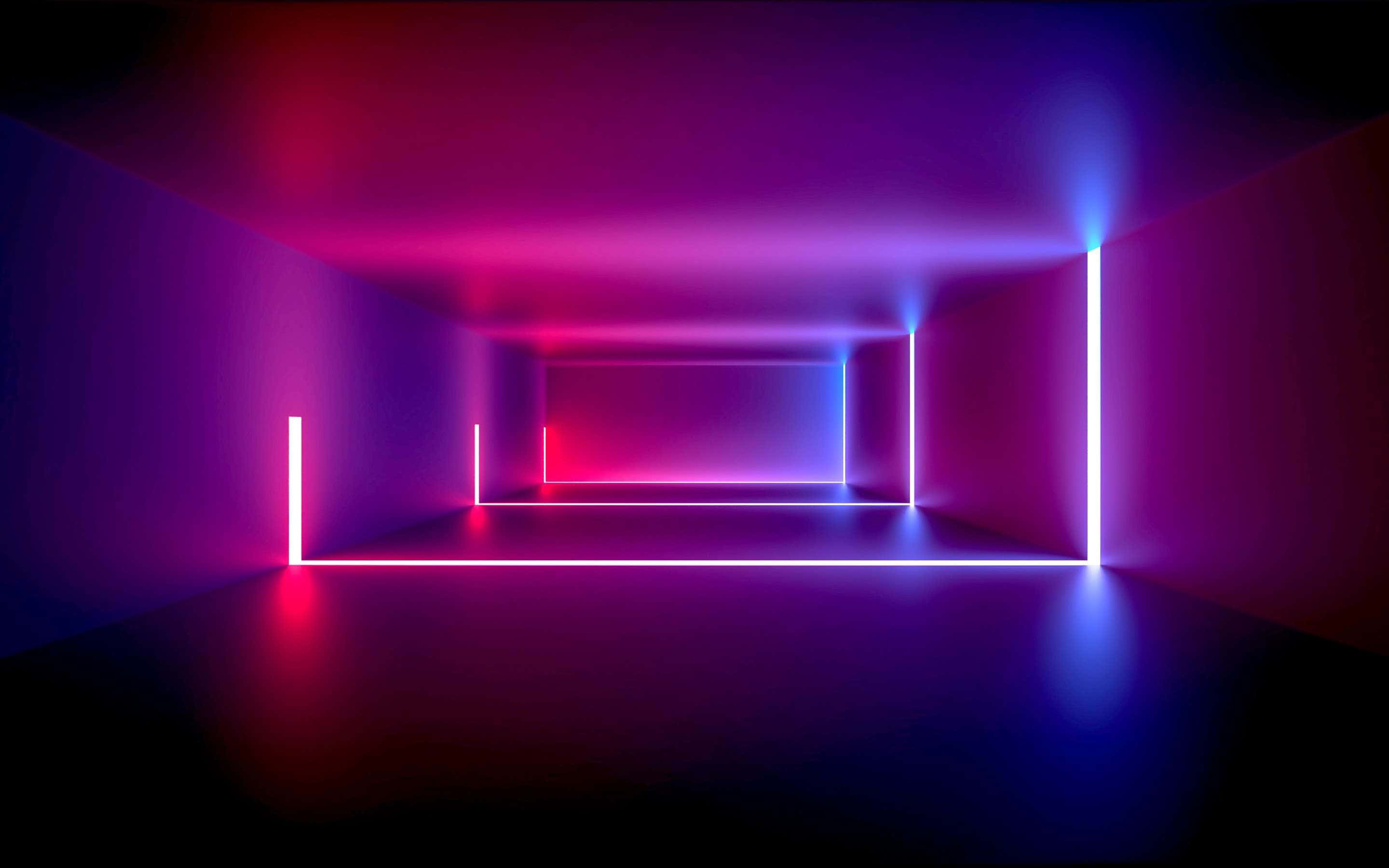 neon ışıklı karanlık bir tünel Duvar Kağıdı