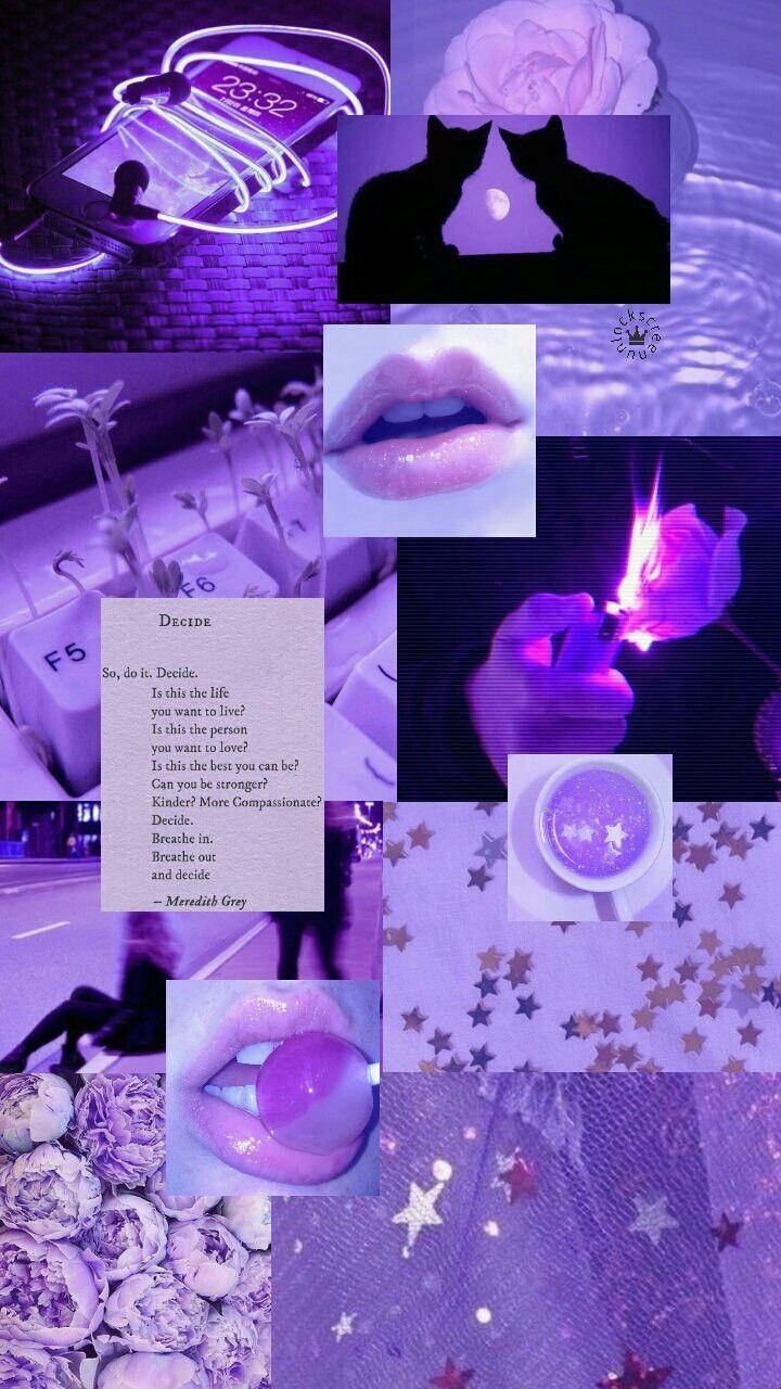Neon ve Pastel Mor Tumblr Kolajı Duvar Kağıdı