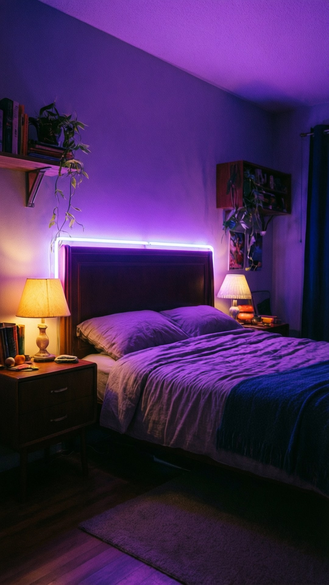 Neon Yatak Odası Duvar Kağıdı