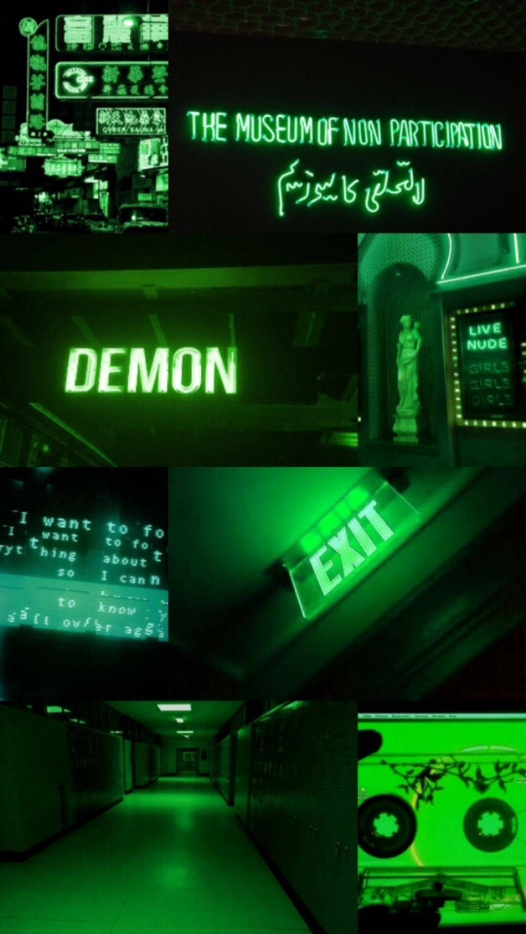 Neon Yeşil Estetik Tabelalar Duvar Kağıdı