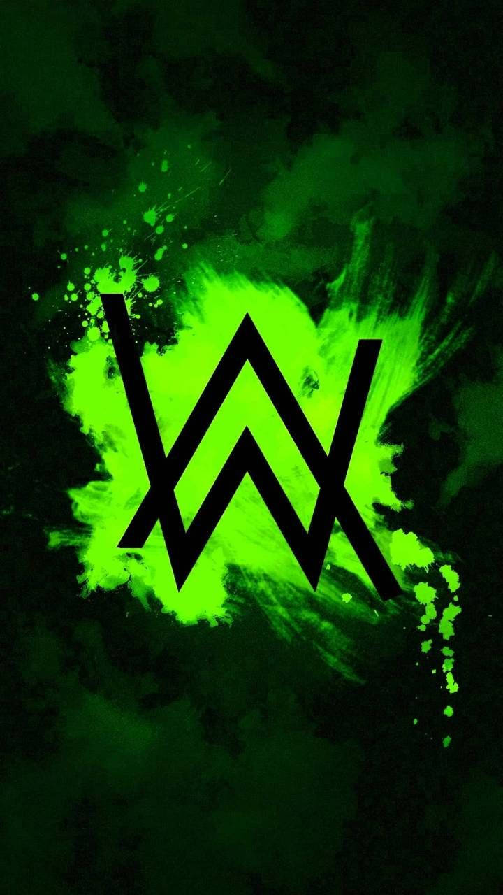 Neon Yeşil ve Siyah Alan Walker Logosu Duvar Kağıdı