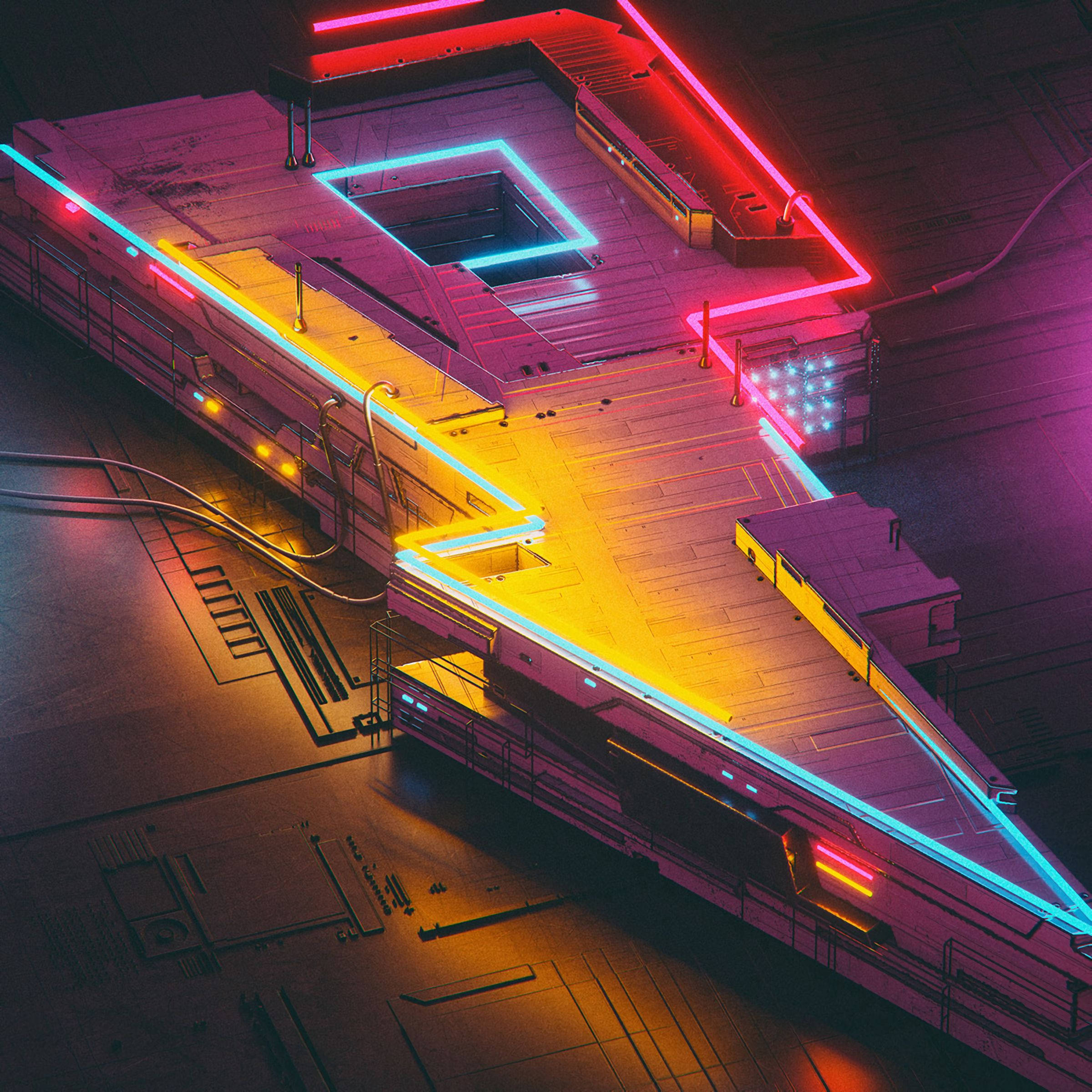 Neon Yıldırım Binası Duvar Kağıdı