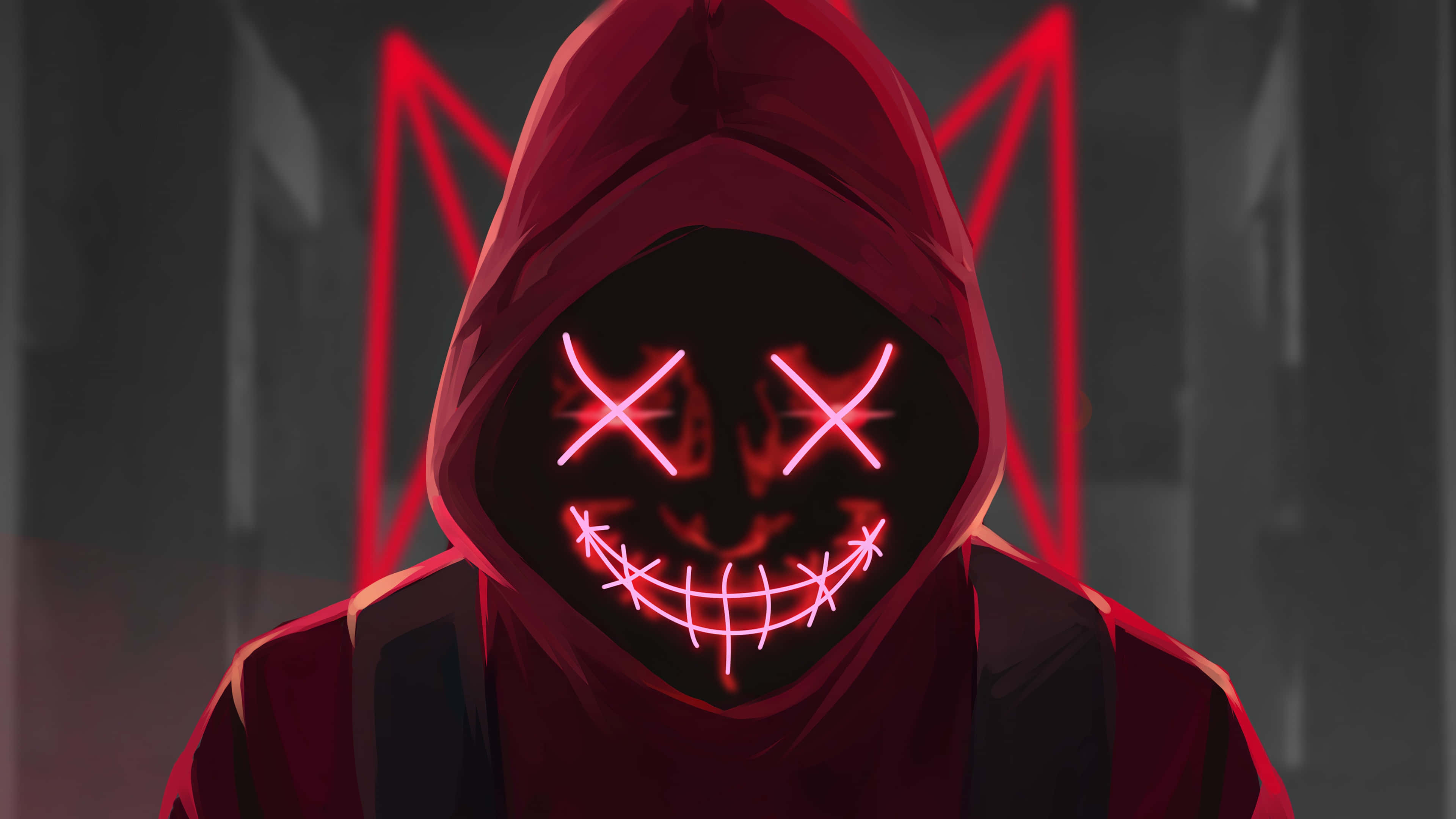 Neon Yüz Kırmızı PFP Duvar Kağıdı