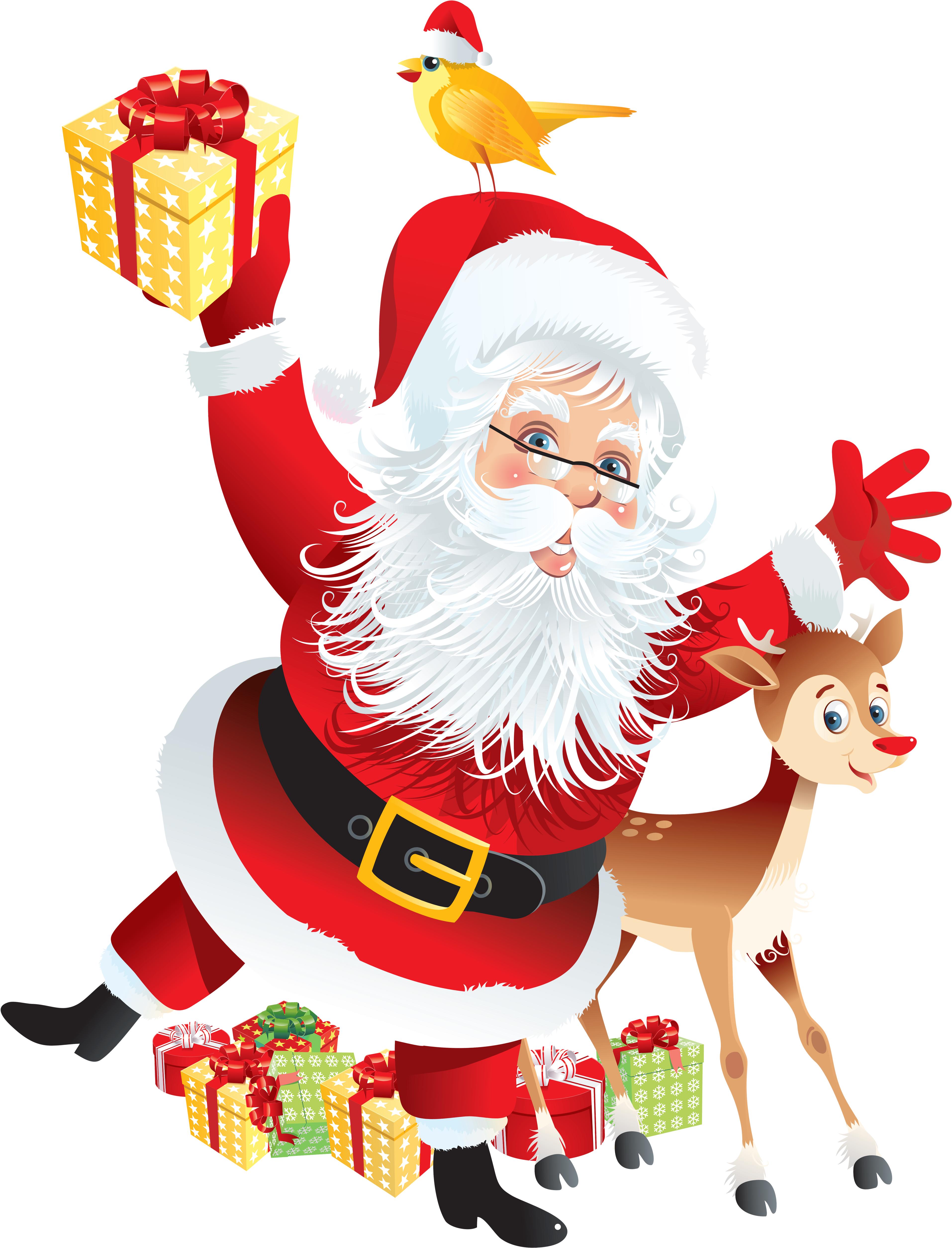 Neşeli Noel Baba, Hediyeler ve Ren Geyiği Duvar Kağıdı