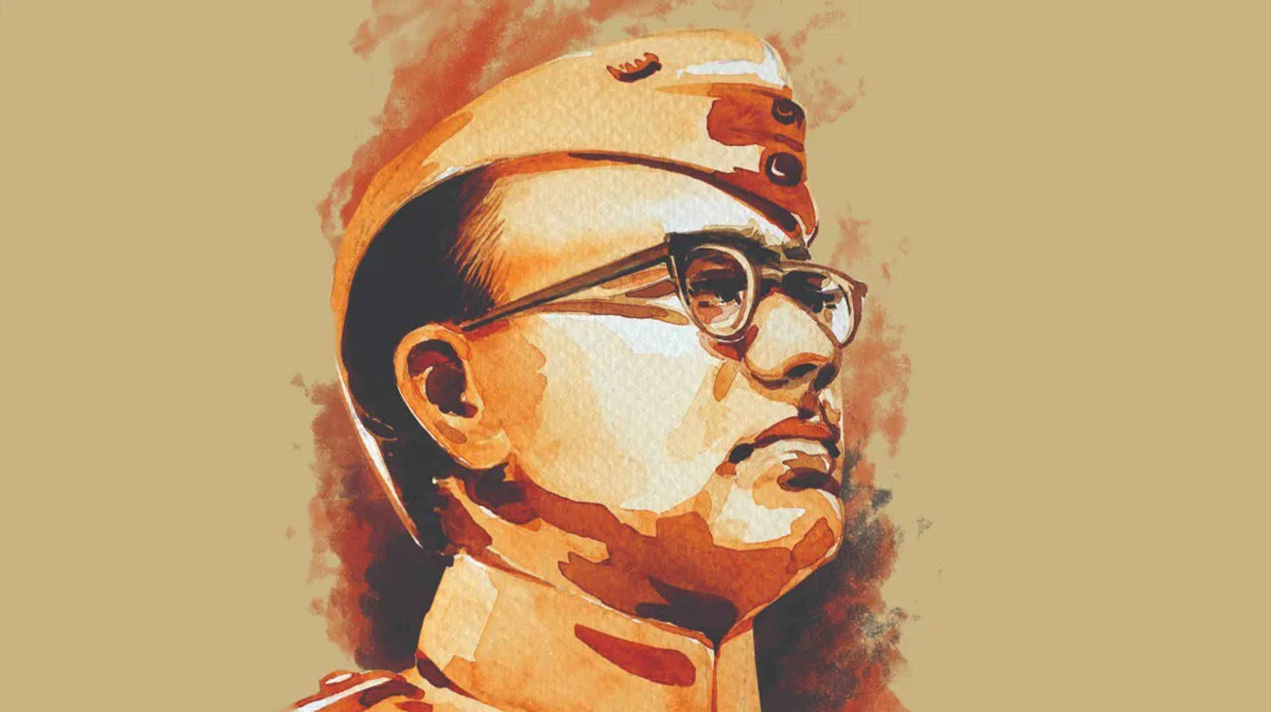 Netaji Bose'nin Kahverengi ve Bronz Portresi Duvar Kağıdı