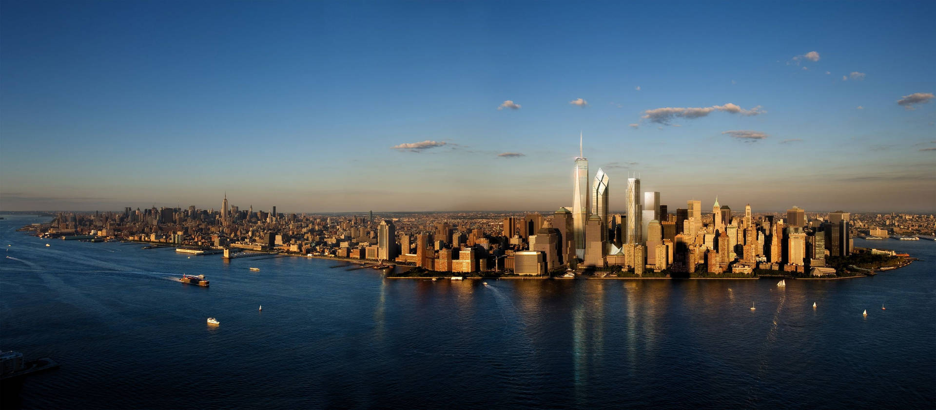 New York silüeti çift monitörde Duvar Kağıdı