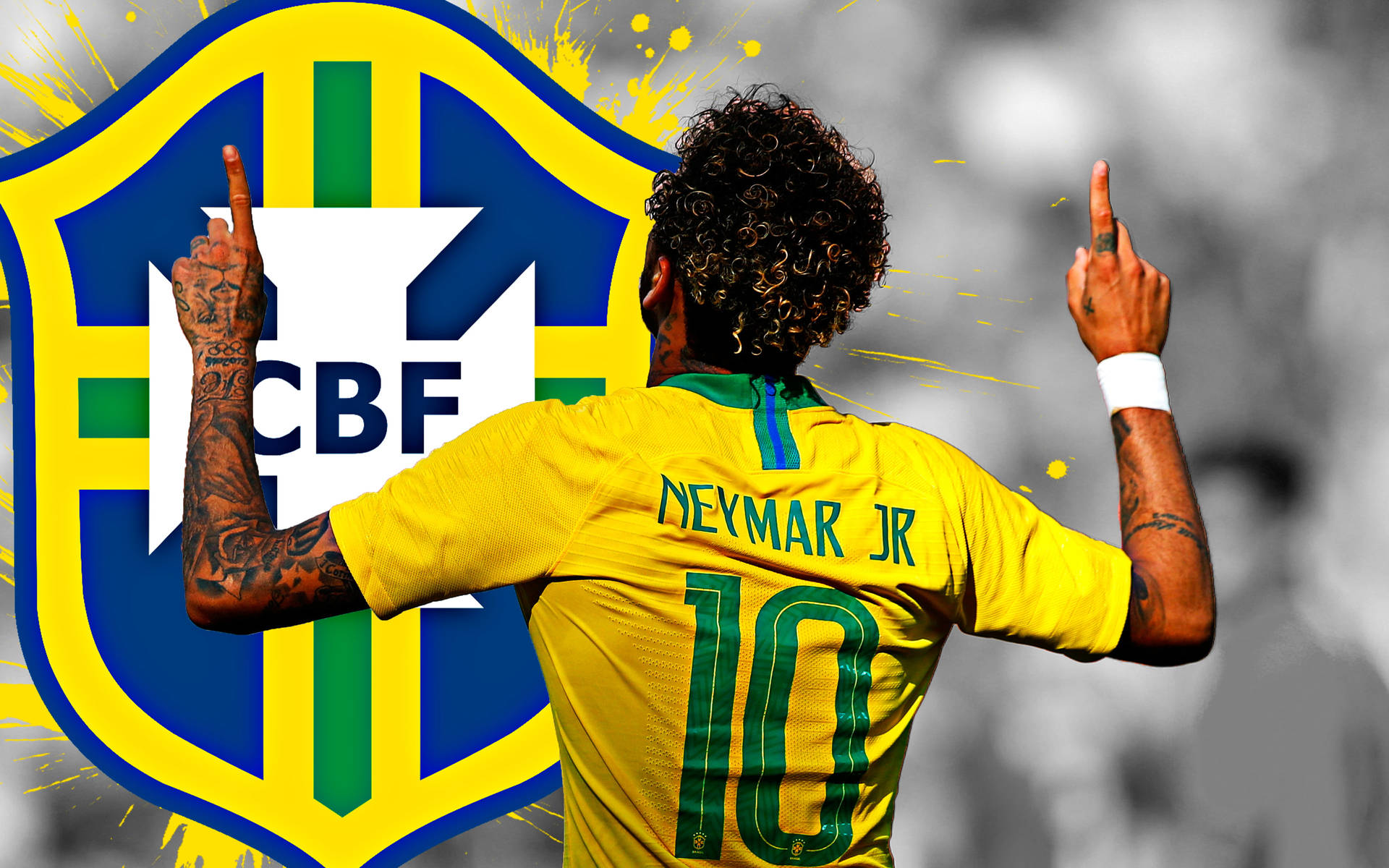 Neymar 4K Büyük CBF Logosuyla Duvar Kağıdı