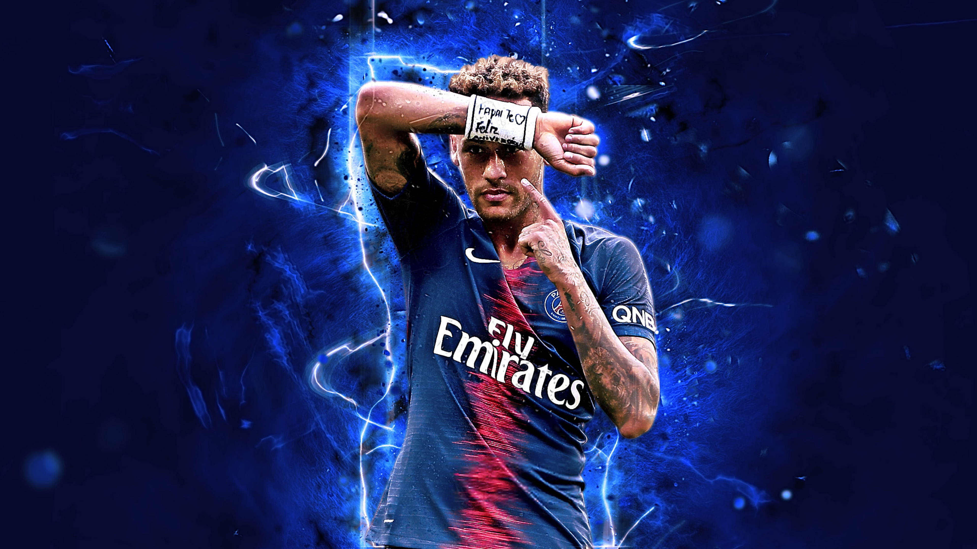 Neymar 4K Neon Mavi Hayran Düzenlemesi Duvar Kağıdı