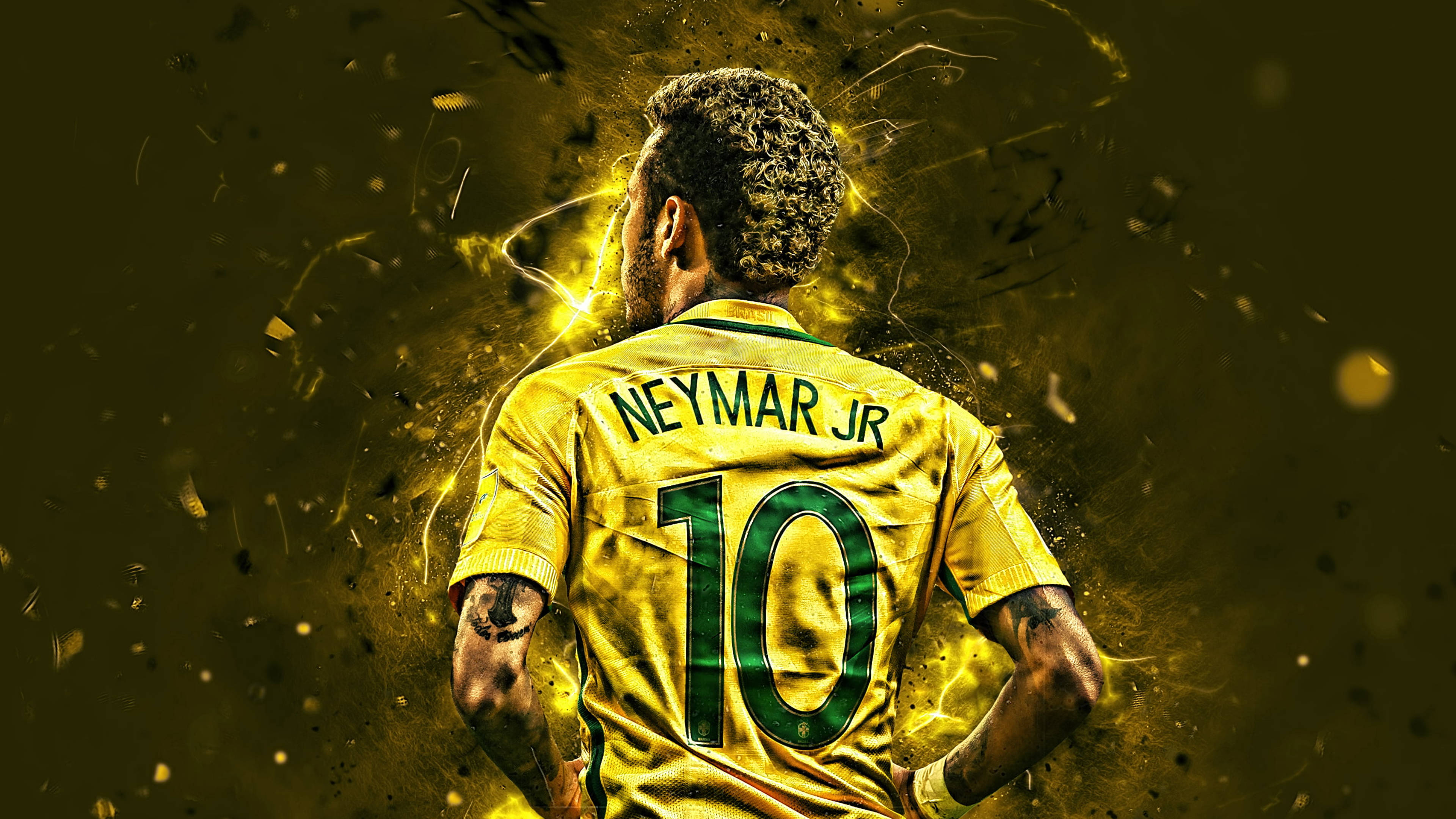 Neymar 4K Neon Sarı Düzenleme Duvar Kağıdı