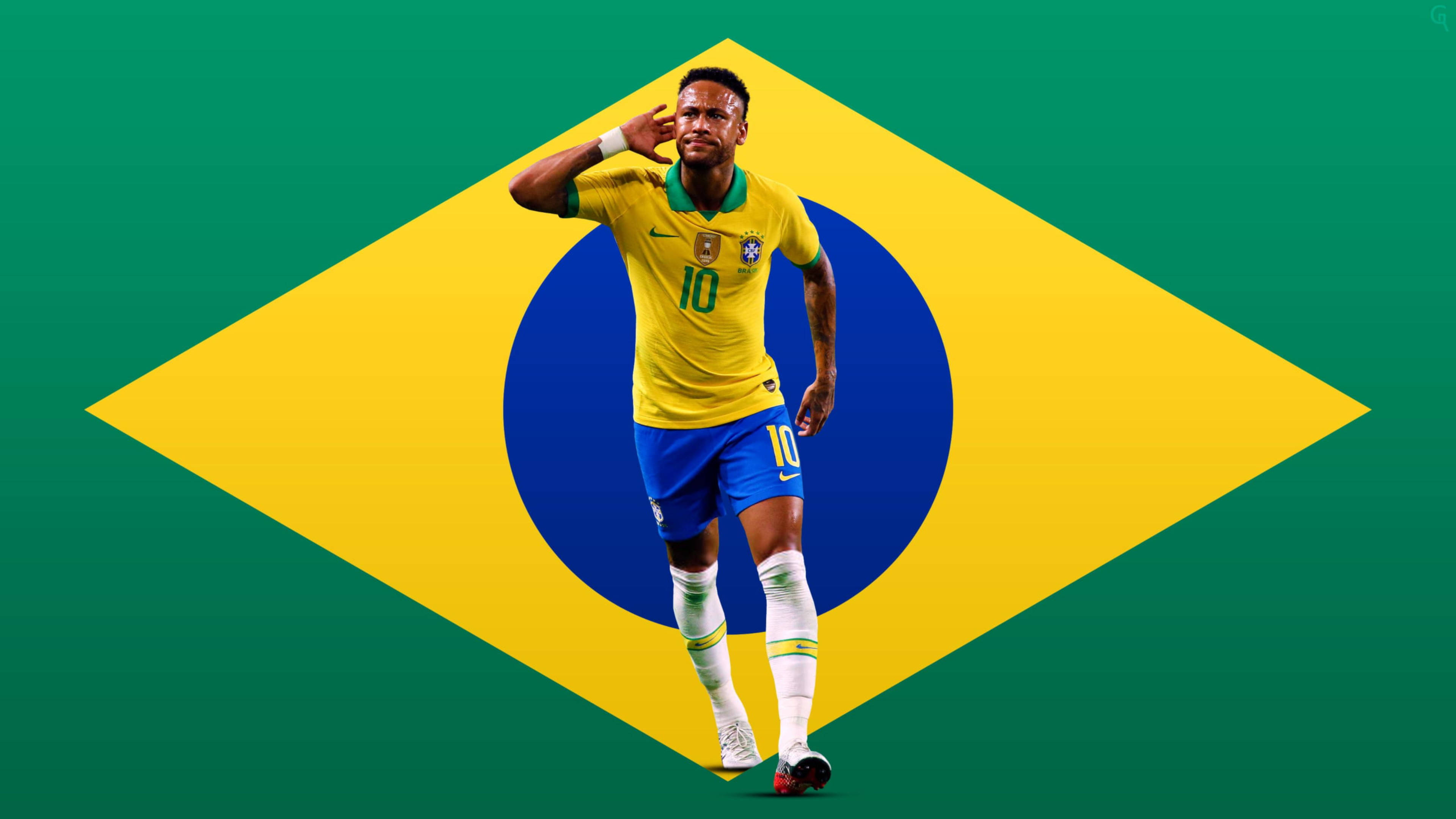 Neymar 4K, Sadeleştirilmiş Brezilya Bayrağı Üzerinde Duvar Kağıdı