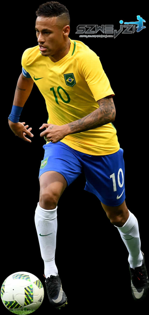 Neymar Brezilya 10 Numaralı Top Sürme Duvar Kağıdı
