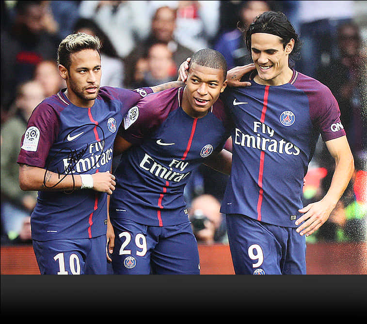 Neymar Mbappe Cavani P S G Kutlaması Duvar Kağıdı
