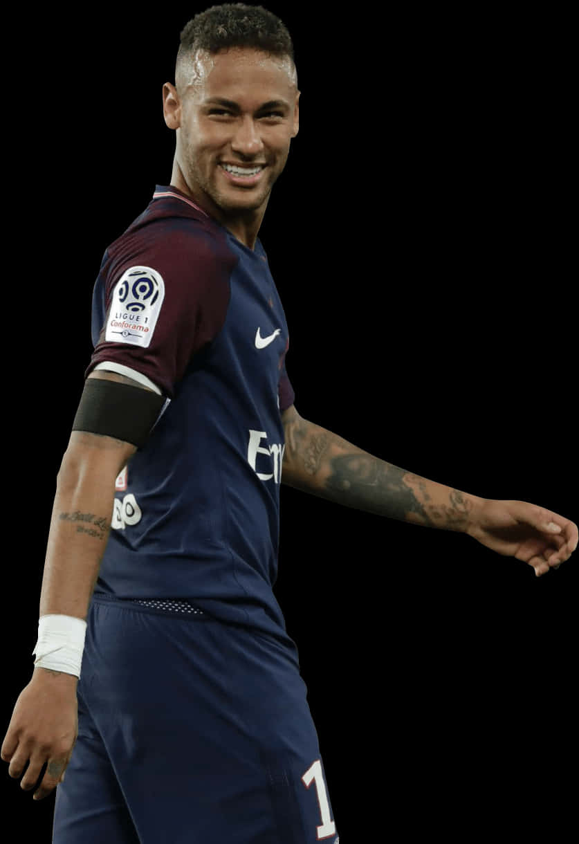Neymar Paris Saint Germain Formasıyla Gülümsüyor Duvar Kağıdı