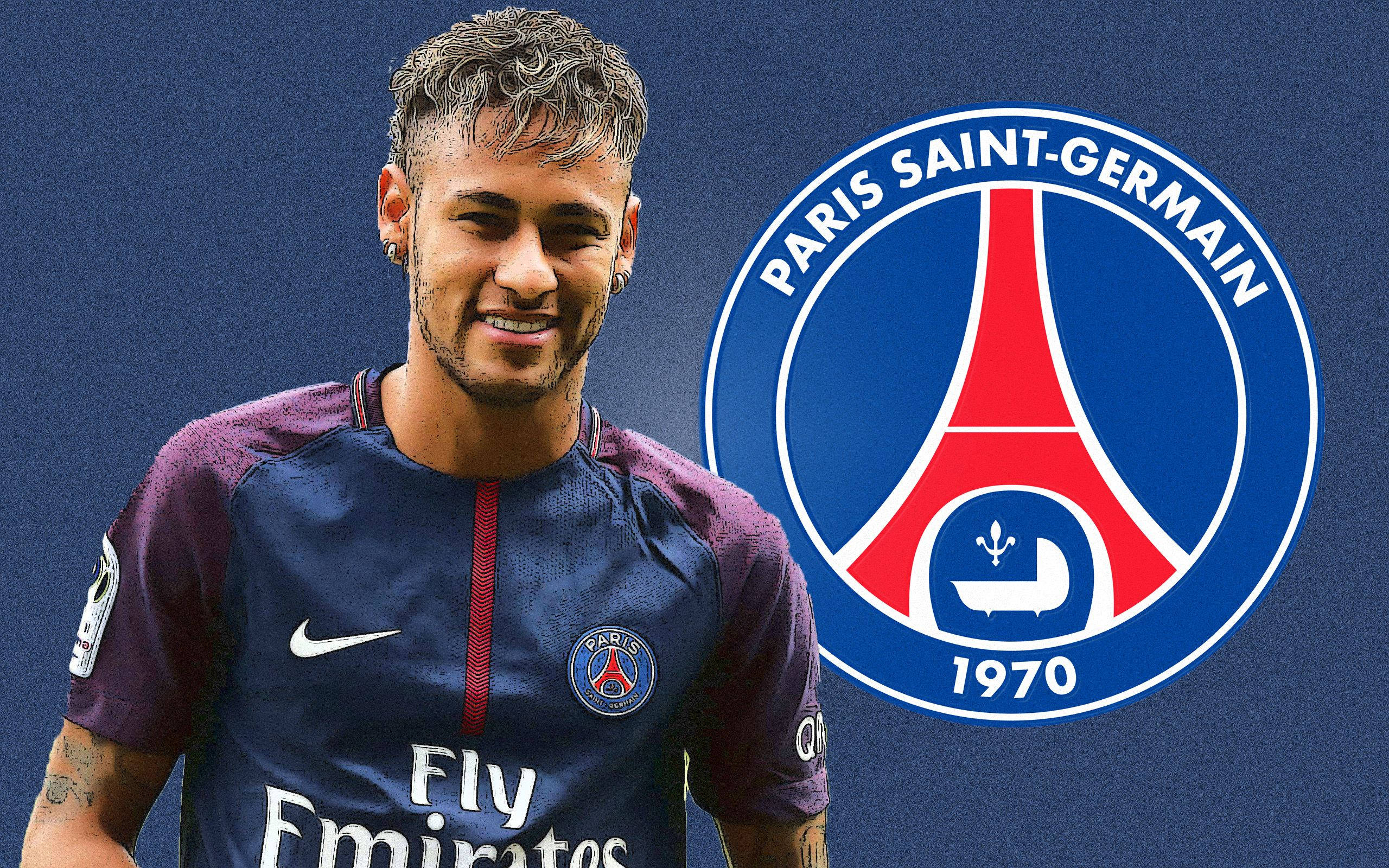 Neymar, Paris Saint-Germain logosuyla kutlama yapıyor. Duvar Kağıdı