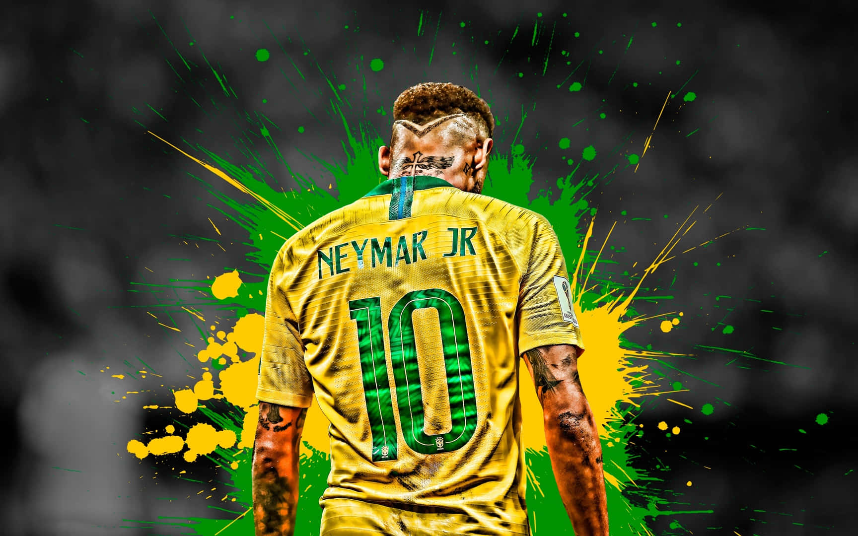 Neymar Ultra HD Sarı Yeşil Damla Duvar Kağıdı
