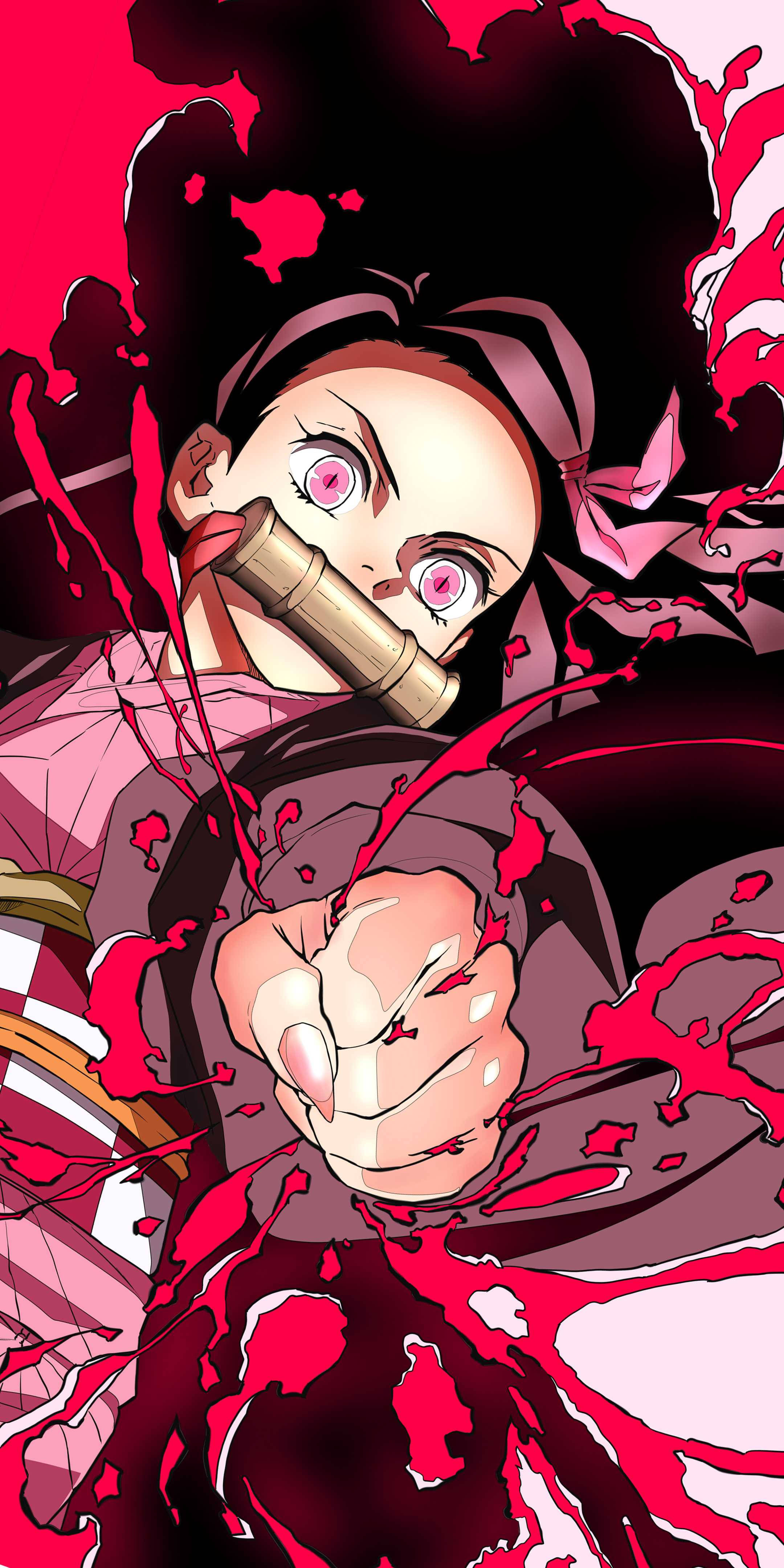Nezuko Kanlı Demon Slayer iPhone Duvar Kağıdı