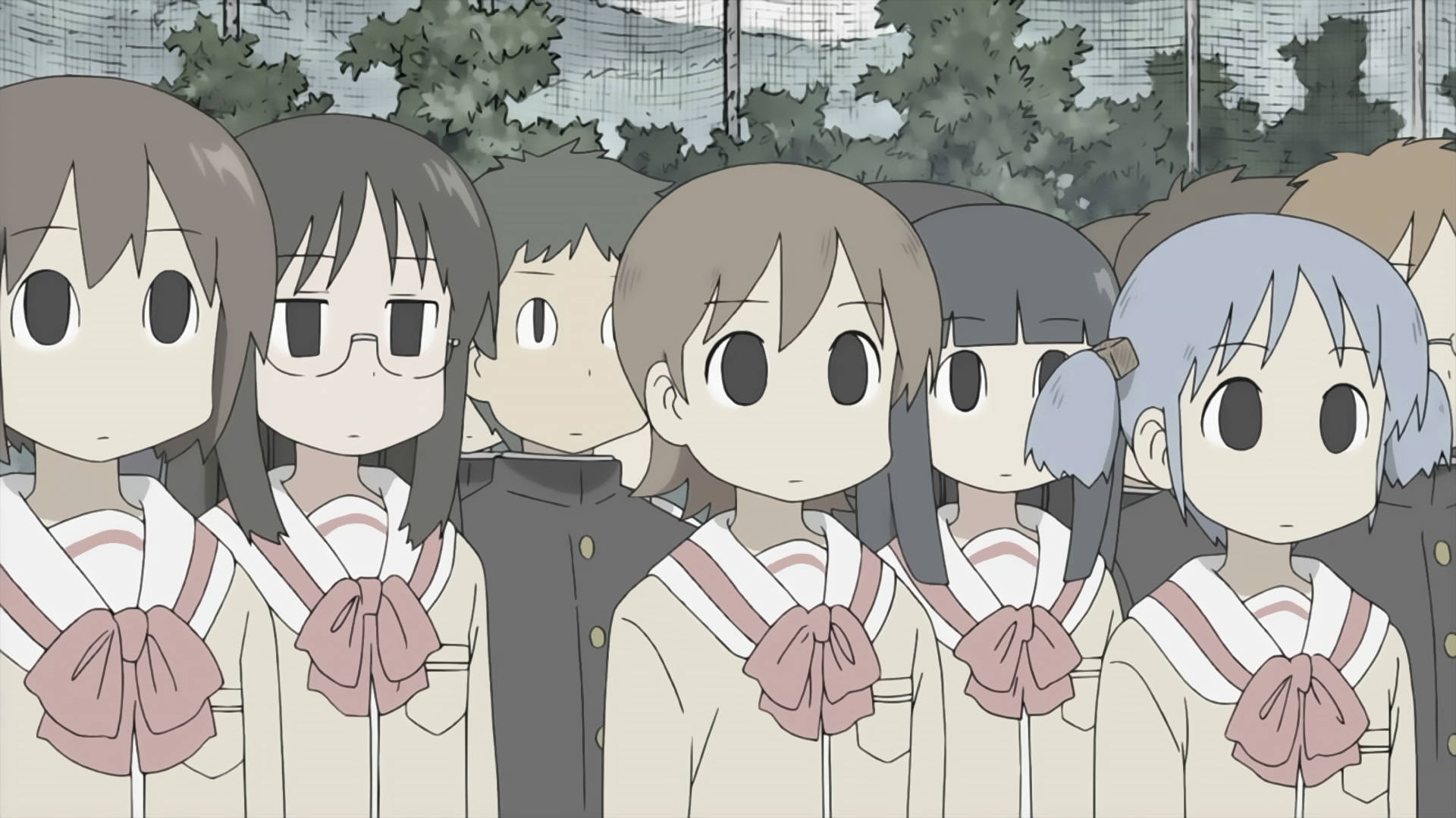 Nichijou Öğrencileri Soluk Renklerle Duvar Kağıdı