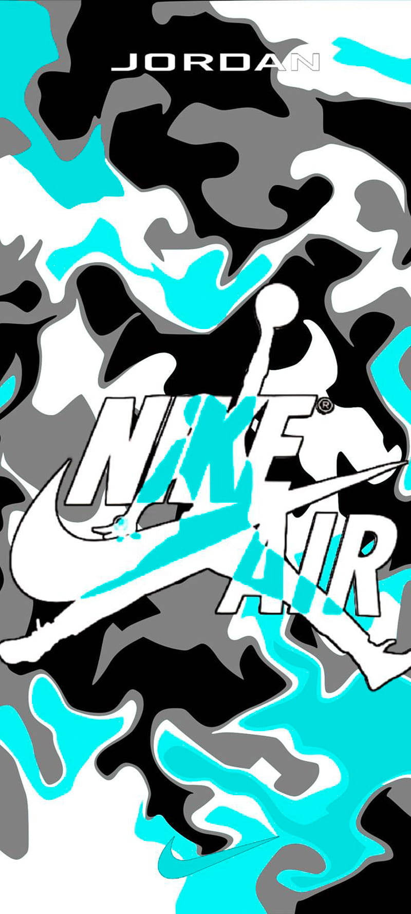 Nike Graffiti Air Turkuaz Gri Siyah Duvar Kağıdı