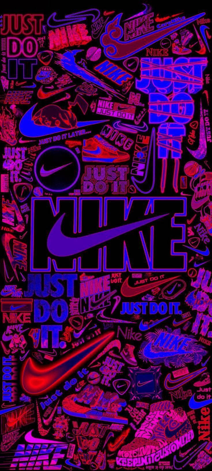 Nike Graffiti Kırmızı Mor Neon Duvar Kağıdı