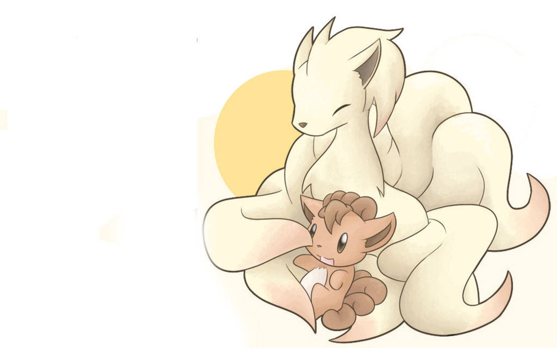 Ninetales ve Vulpix'in Basit Bir Çizimi Duvar Kağıdı