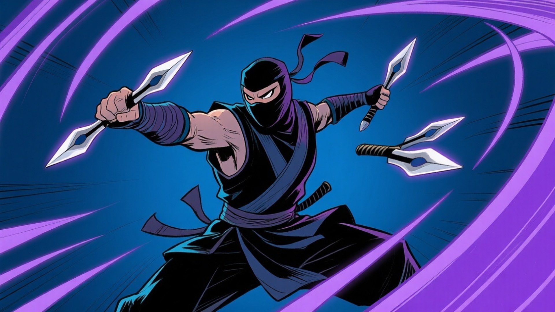 Ninja Aksiyonu Serin Çizim Duvar Kağıdı