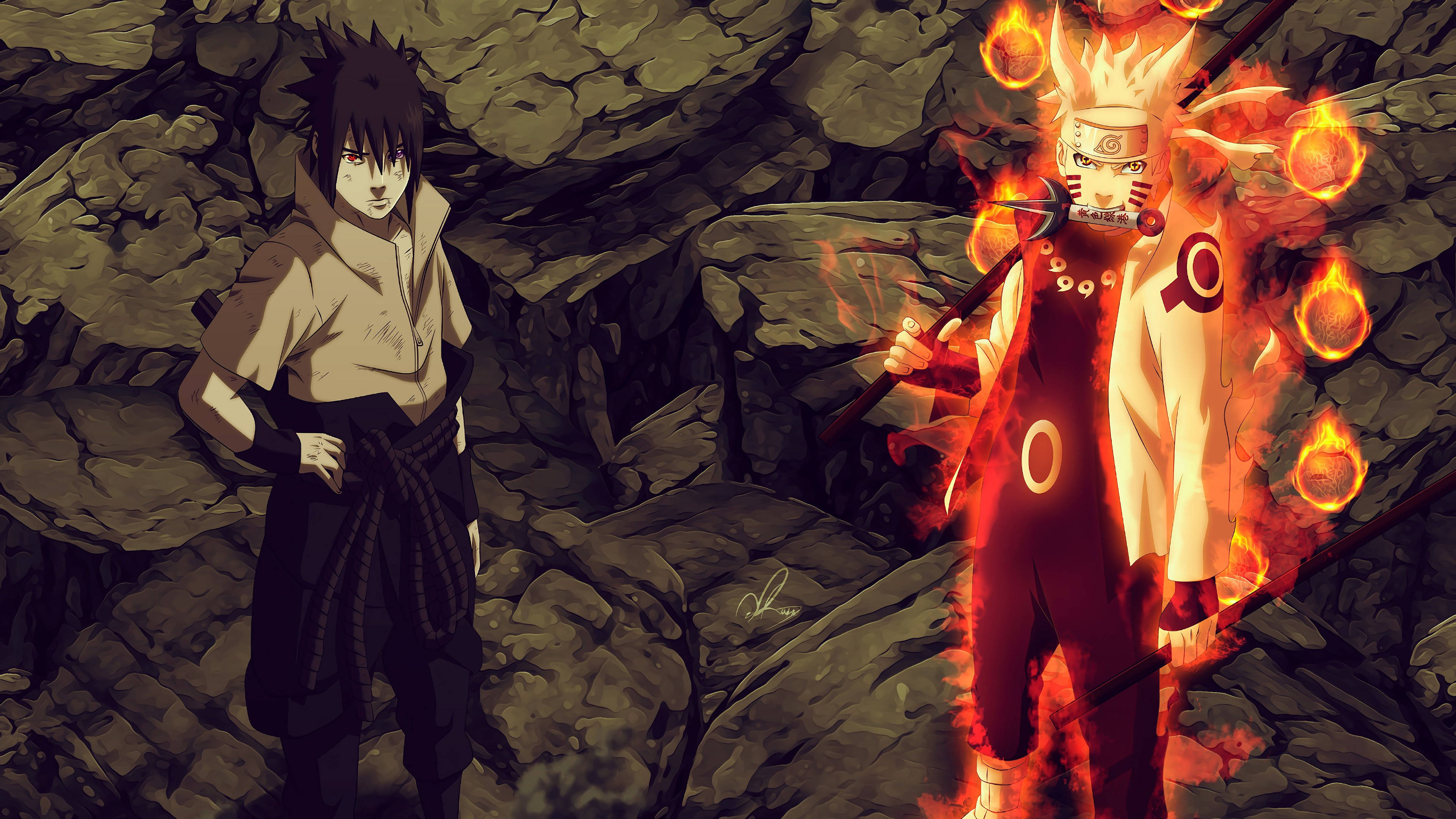 Ninja Savaşı Kahramanları Naruto ve Sasuke Duvar Kağıdı