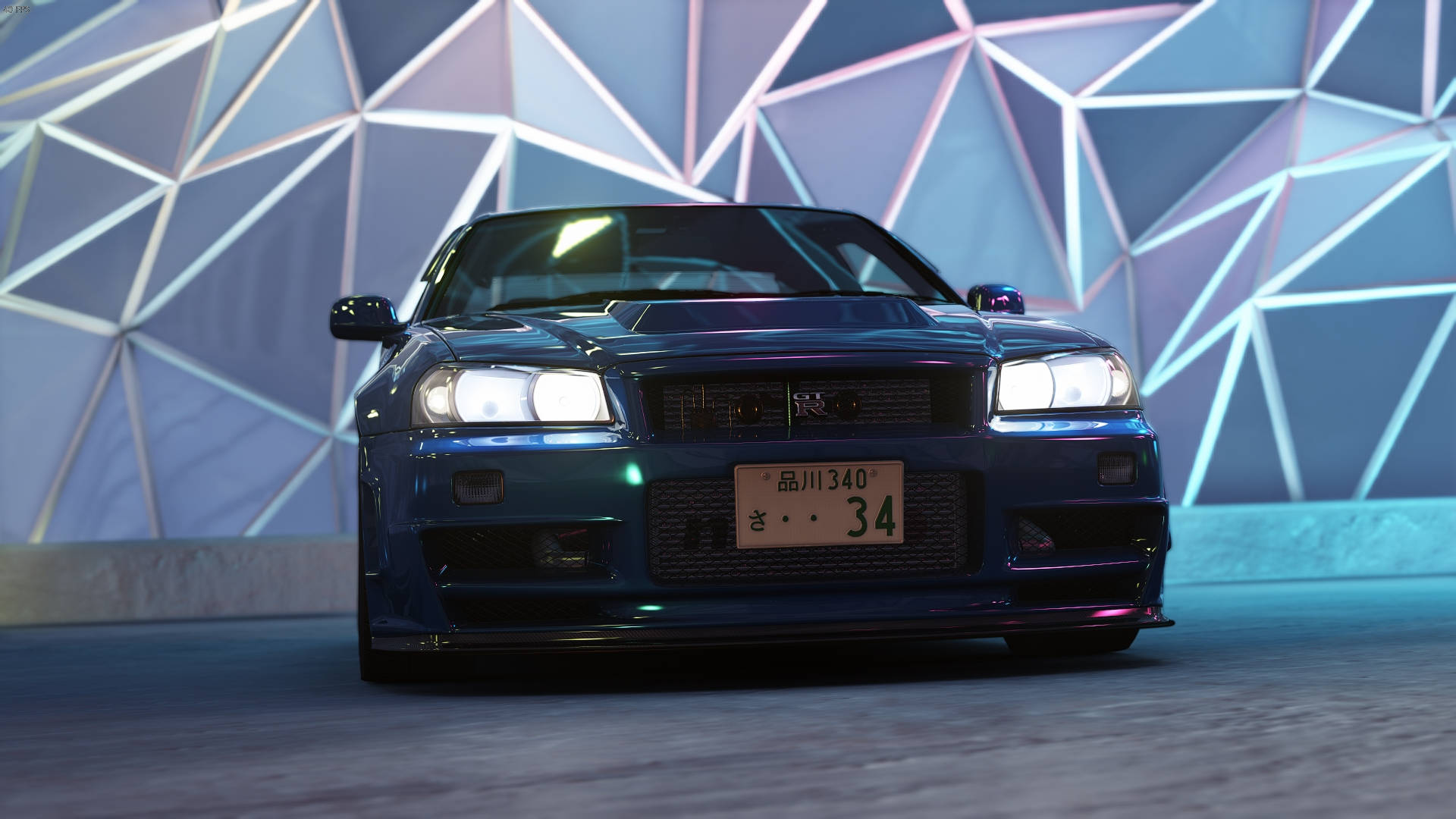 Nissan Skyline Gtr R34 Geometrik Arka Plan Duvar Kağıdı