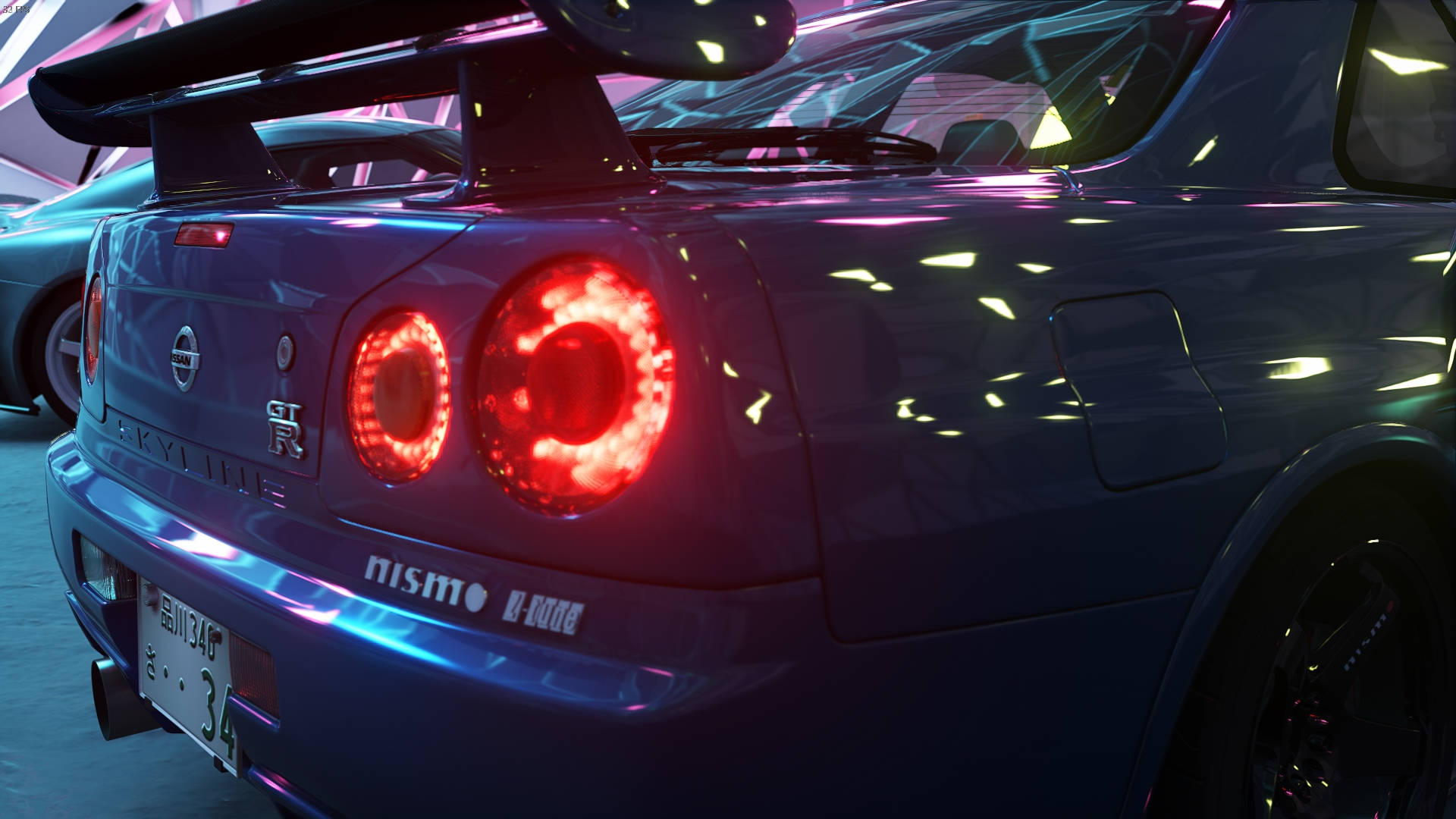 Nissan Skyline GTR R34 Kırmızı Arka Lambalar Duvar Kağıdı