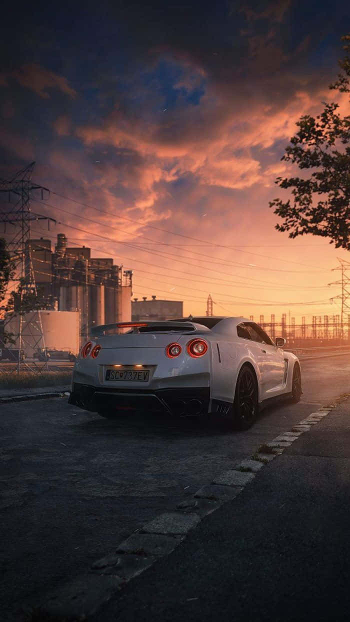 Nissan Skyline iPhone Gün Batımı Manzarası Duvar Kağıdı