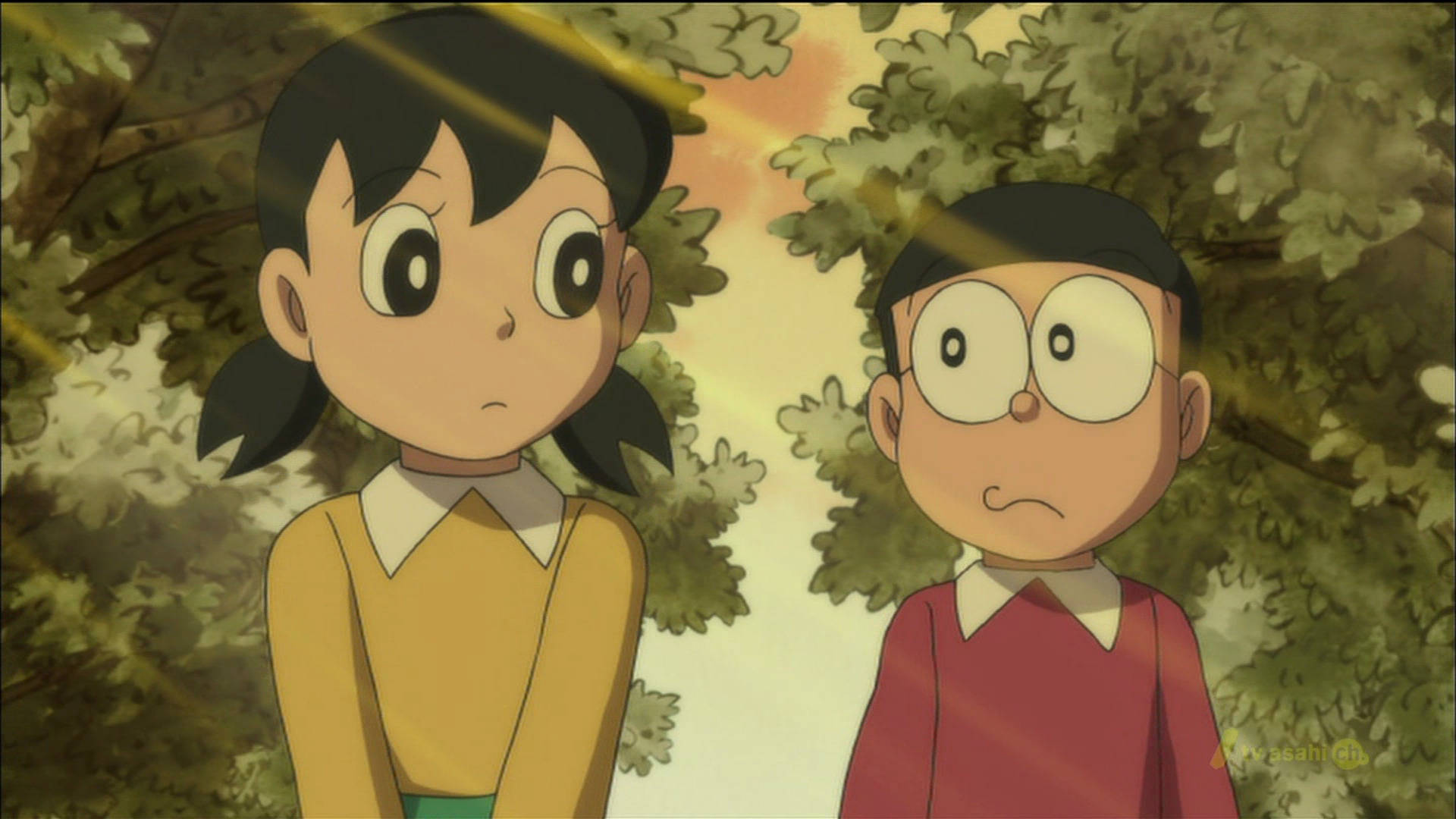Nobita ve Shizuka'nın Sevgi Dolu Bakışması Duvar Kağıdı