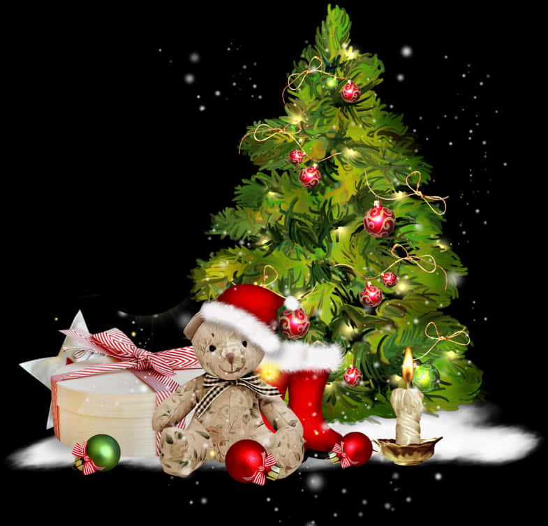 Noel Ayısı ve Ağacı Duvar Kağıdı