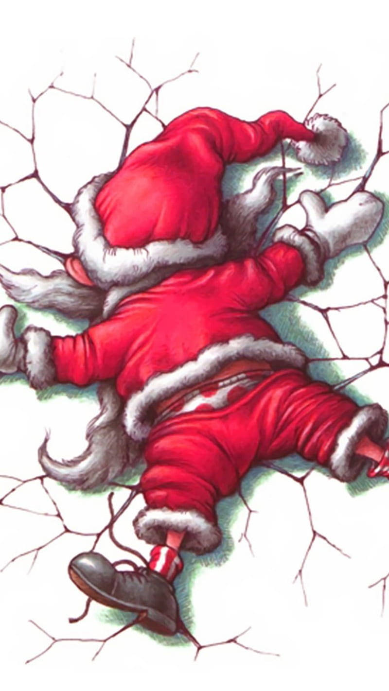 Noel Baba Uzanmış Komik Noel Duvar Kağıdı