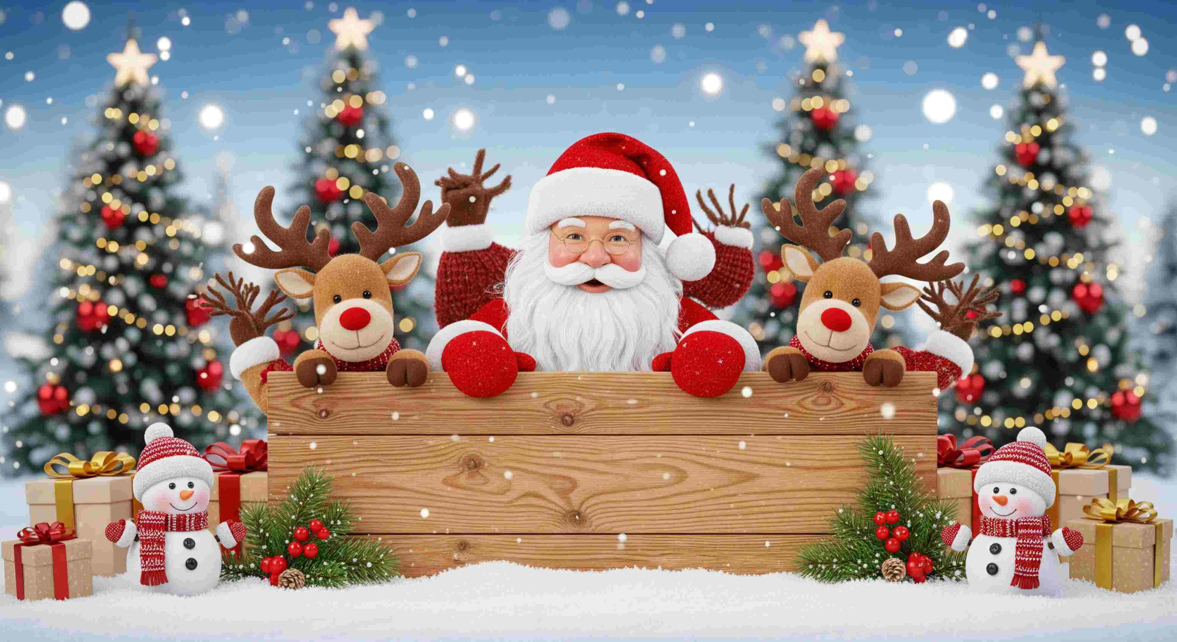 Noel Baba ve Arkadaşlarıyla Noel Selamı Duvar Kağıdı