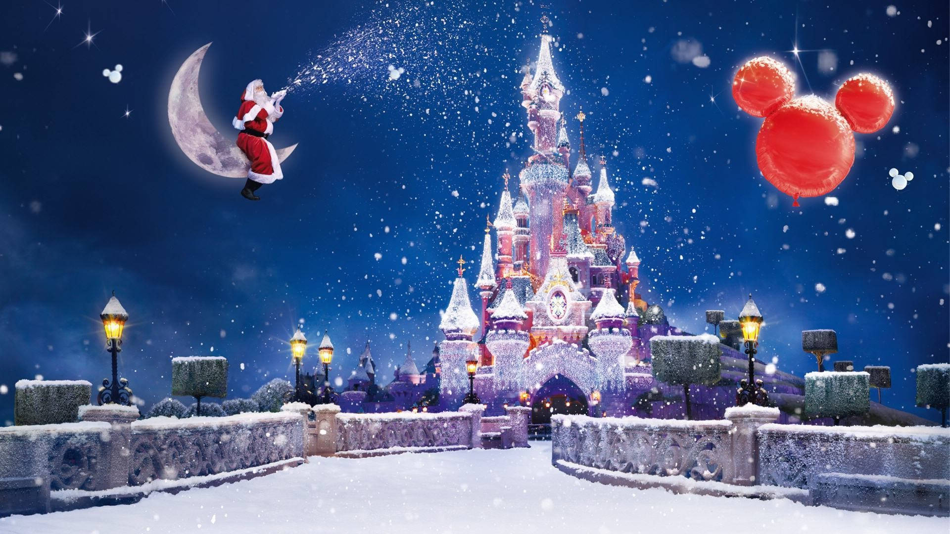 Noel Baba ve Disney Şatosu Duvar Kağıdı