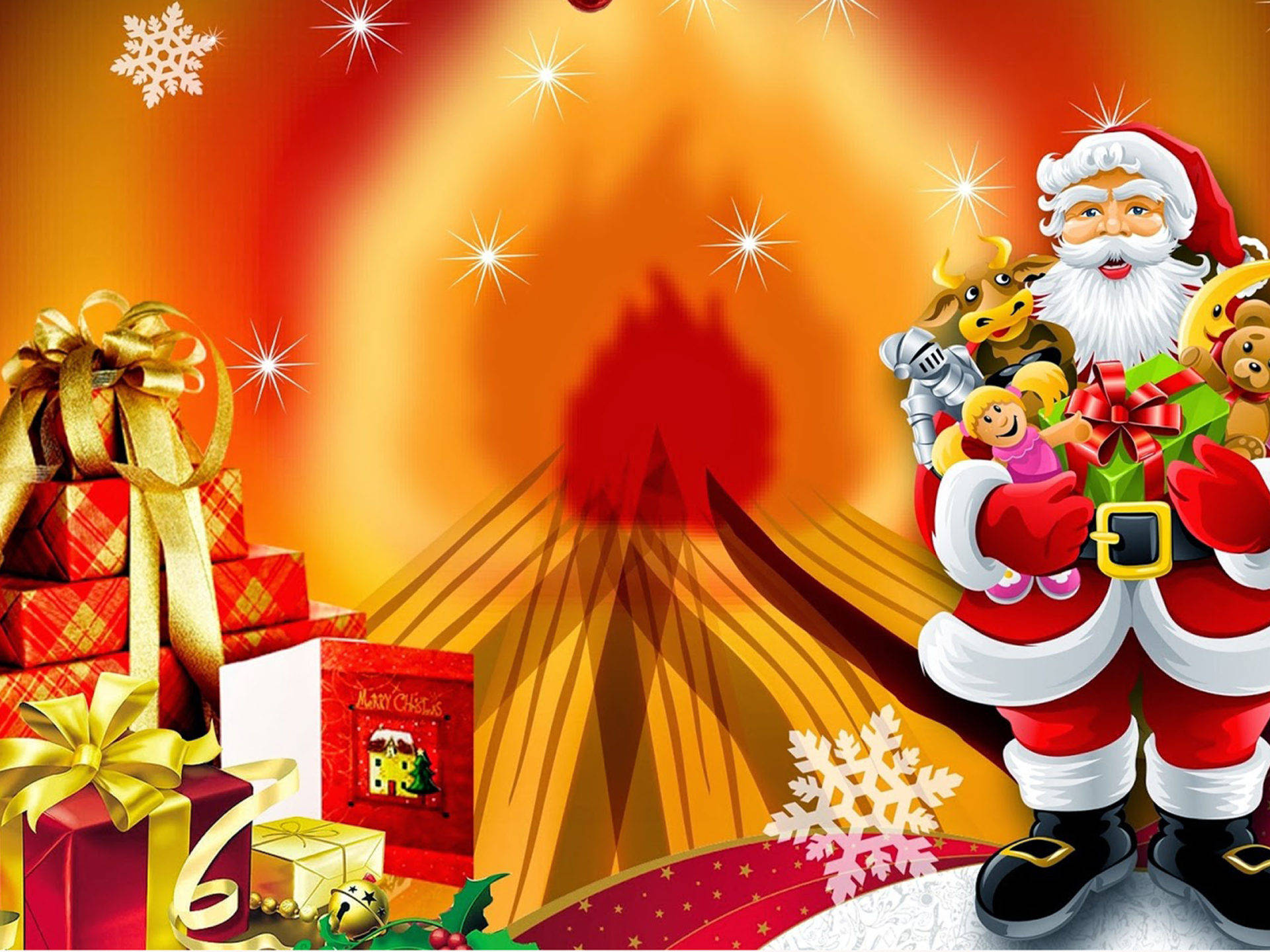 Noel Baba ve Noel Hediyeleri Duvar Kağıdı