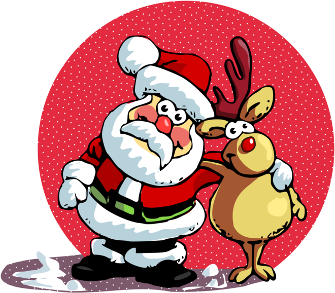 Noel Baba ve Ren Geyiği Karikatürü Duvar Kağıdı