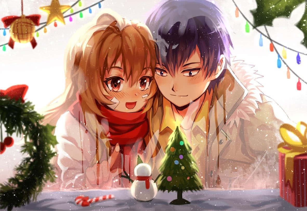 Noel sezonunu ve anime sevginizi kutlayın! Duvar Kağıdı