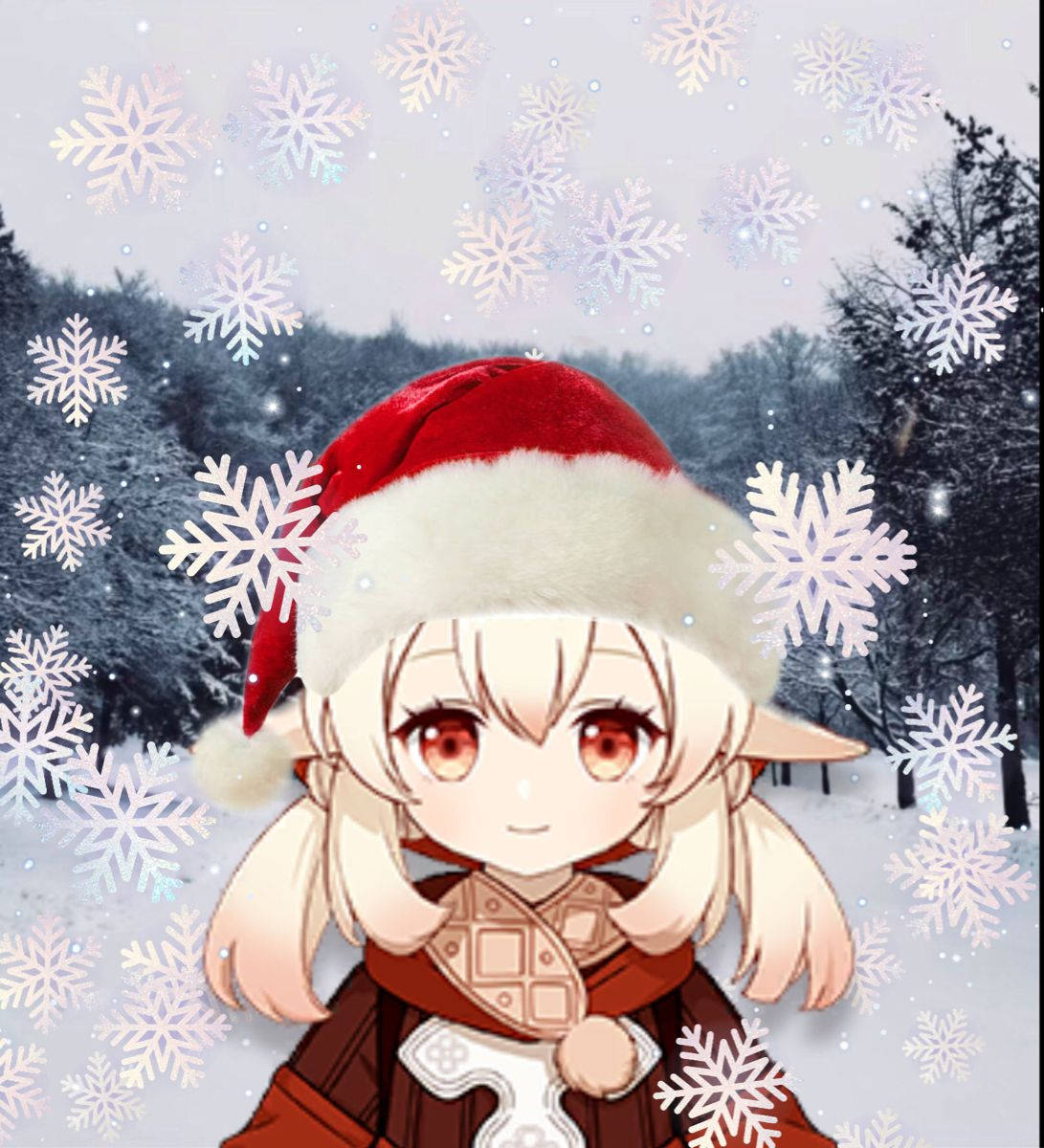 Noel Temalı Sevimli Anime Kızı Profil Fotoğrafı Duvar Kağıdı