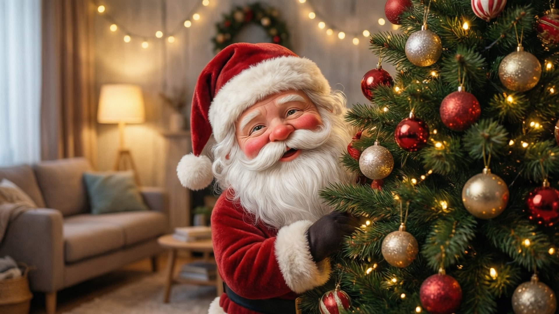 Noelin Ardından Sarkan Noel Baba Duvar Kağıdı