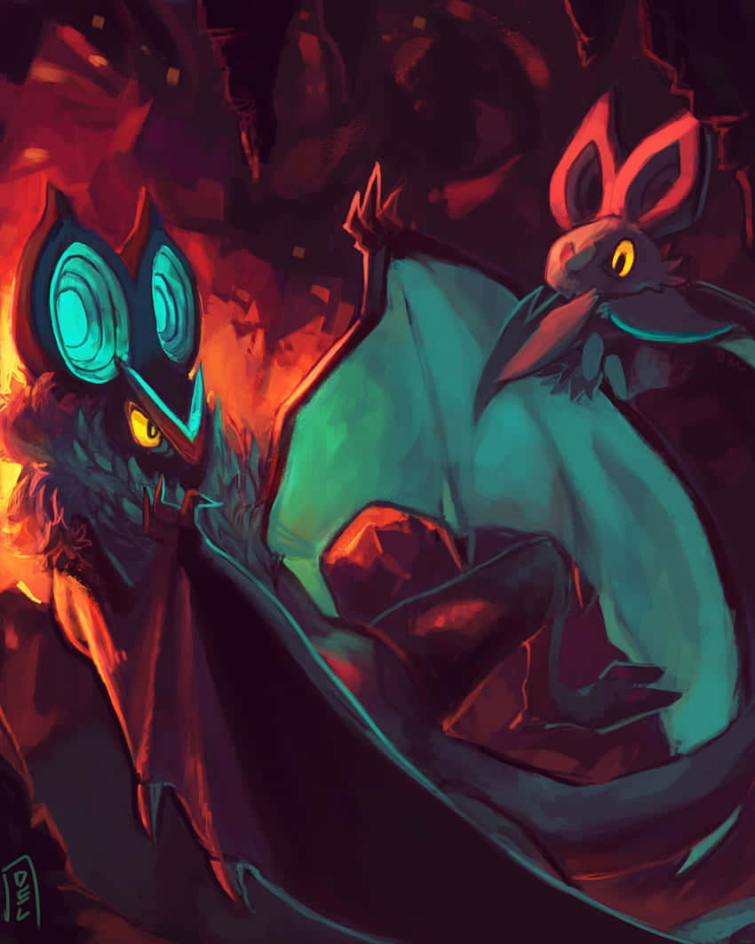 Noibat ve Noivern Ateşli Mağarada Duvar Kağıdı