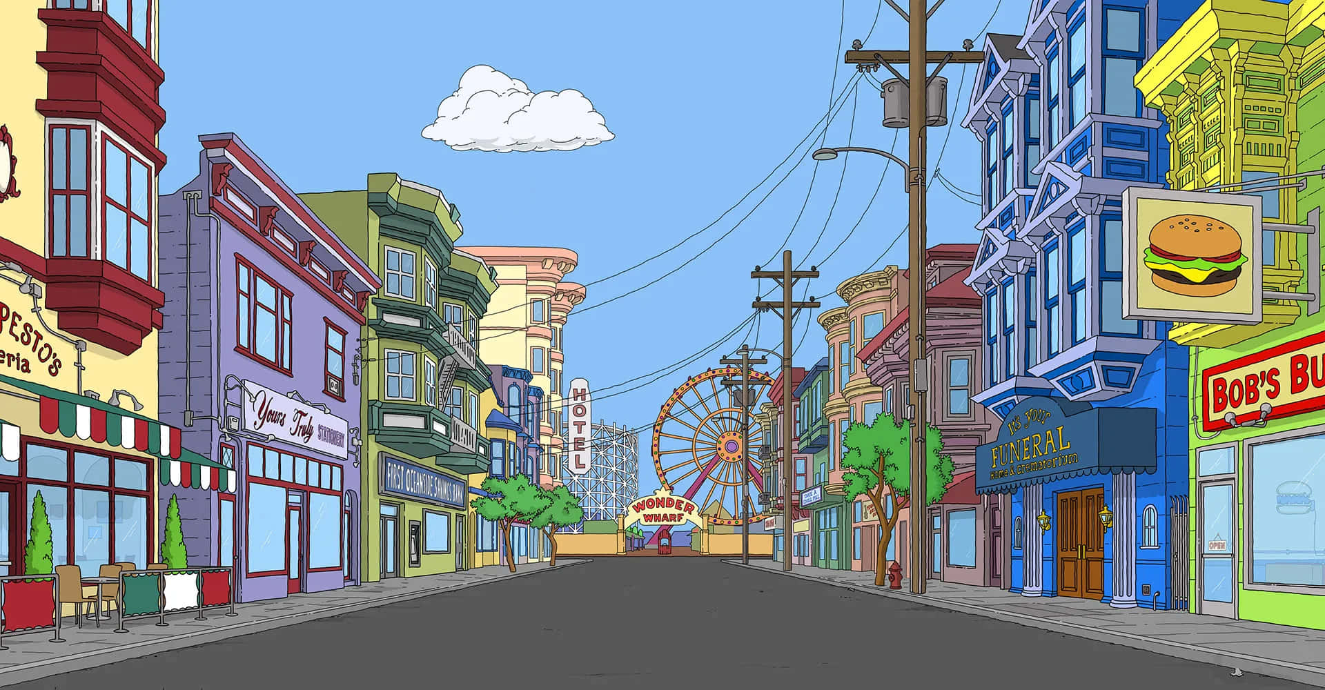 Ocean Avenue Sokak Bob's Burgers Arka Plan Duvar Kağıdı
