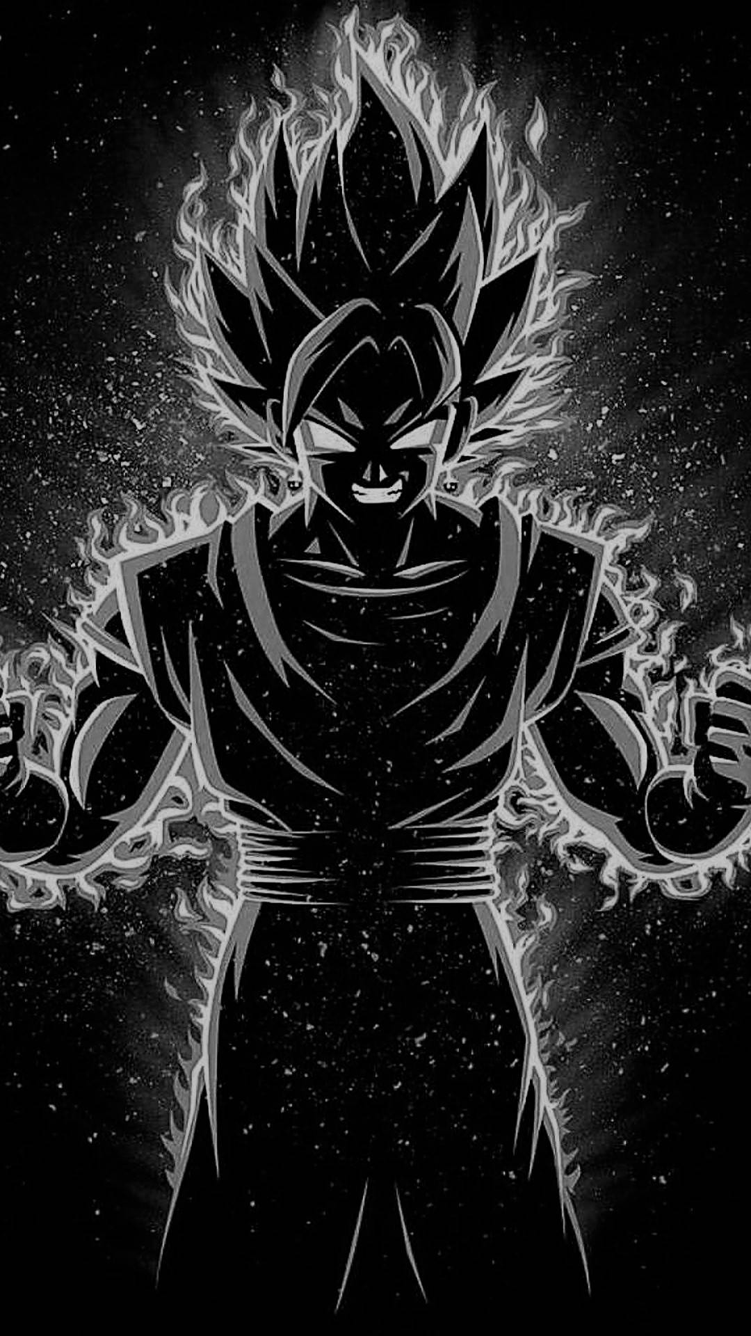 Öfkeli Siyah Beyaz Goku Duvar Kağıdı