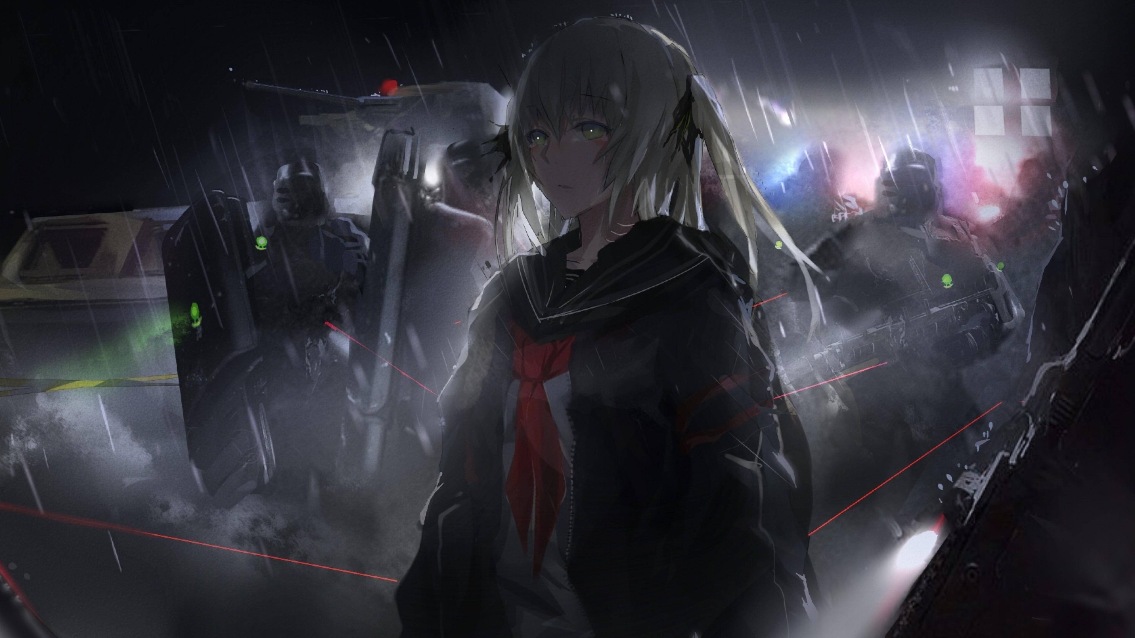 Okul Kızı Karanlık Anime Estetiği Masaüstü Duvar Kağıdı